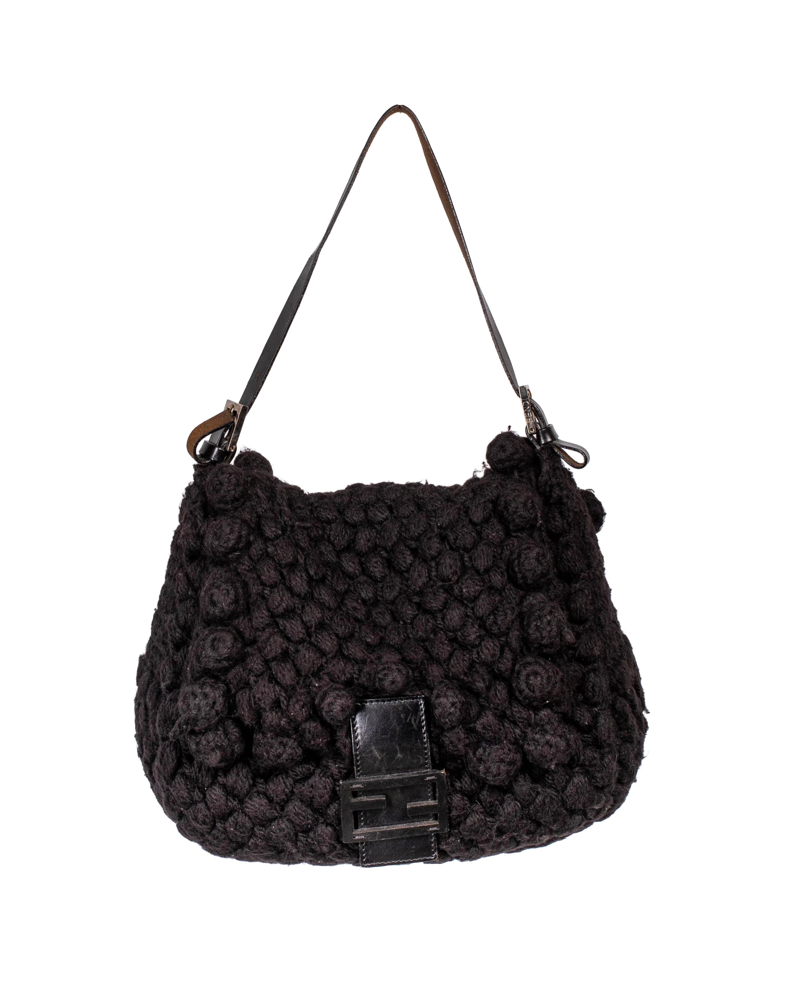WOOL POM POM BLACK MAMA BAGUETTE @FRANMO