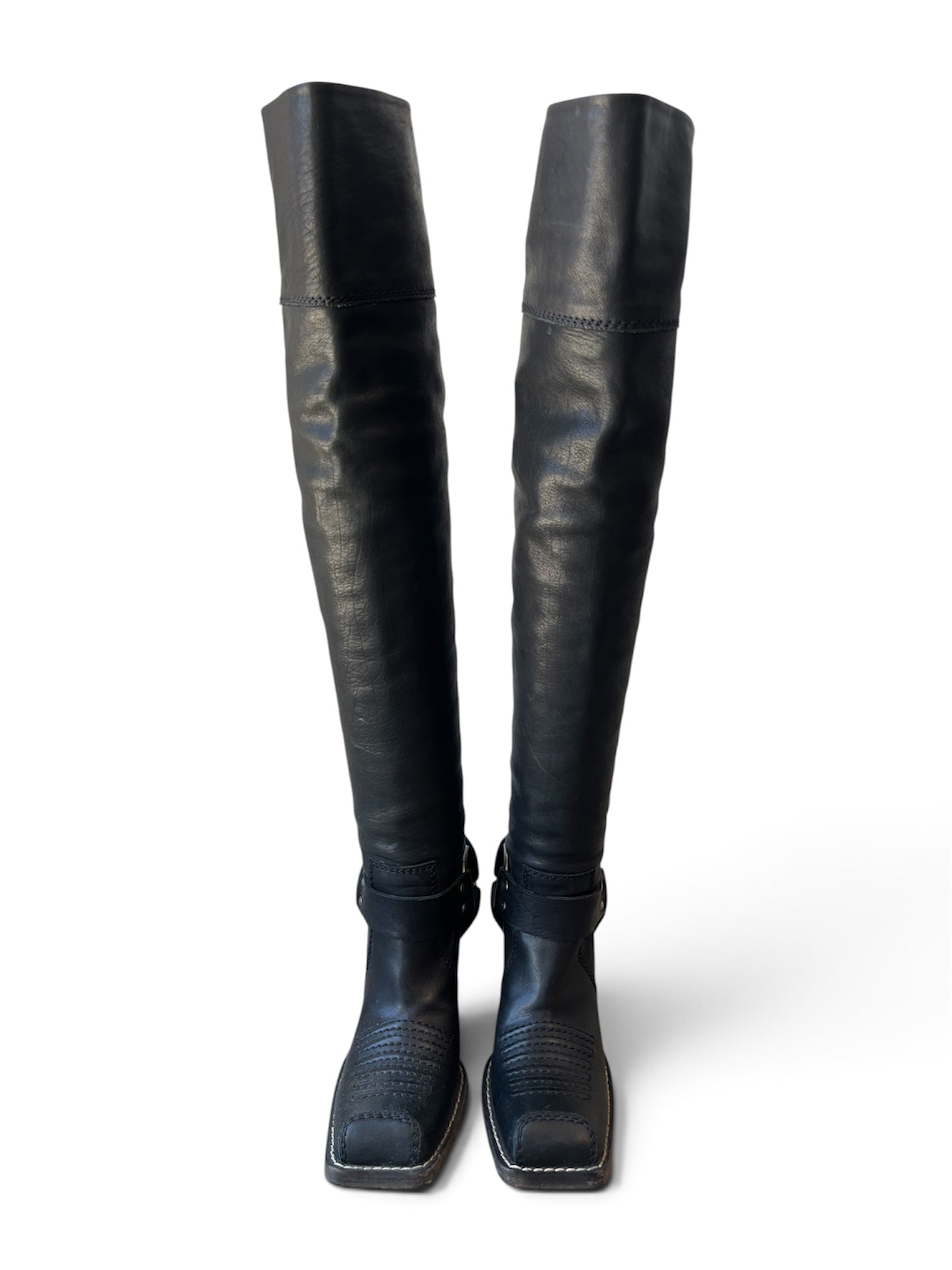 FW2006 BLACK GAUCHO SLOUCHY BOOTS @SM