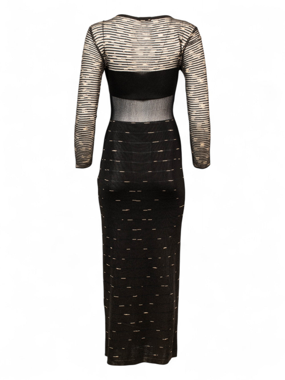 KNIT SHEER CUTOUT LONG SLEEVE DRESS