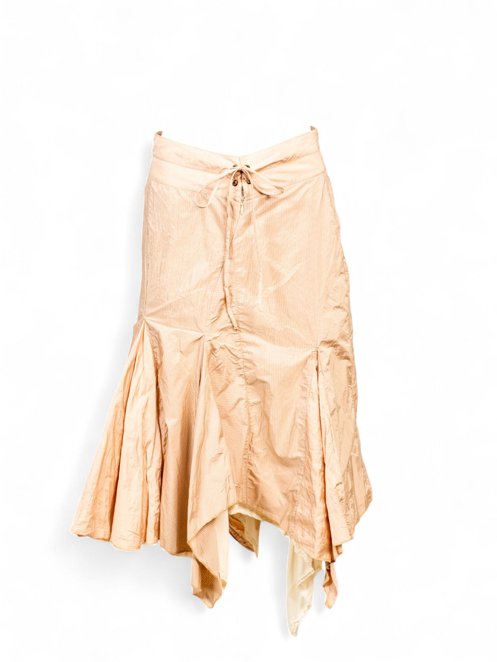 90S FRENCH BEIGE STRIPED MIDI SKIRT