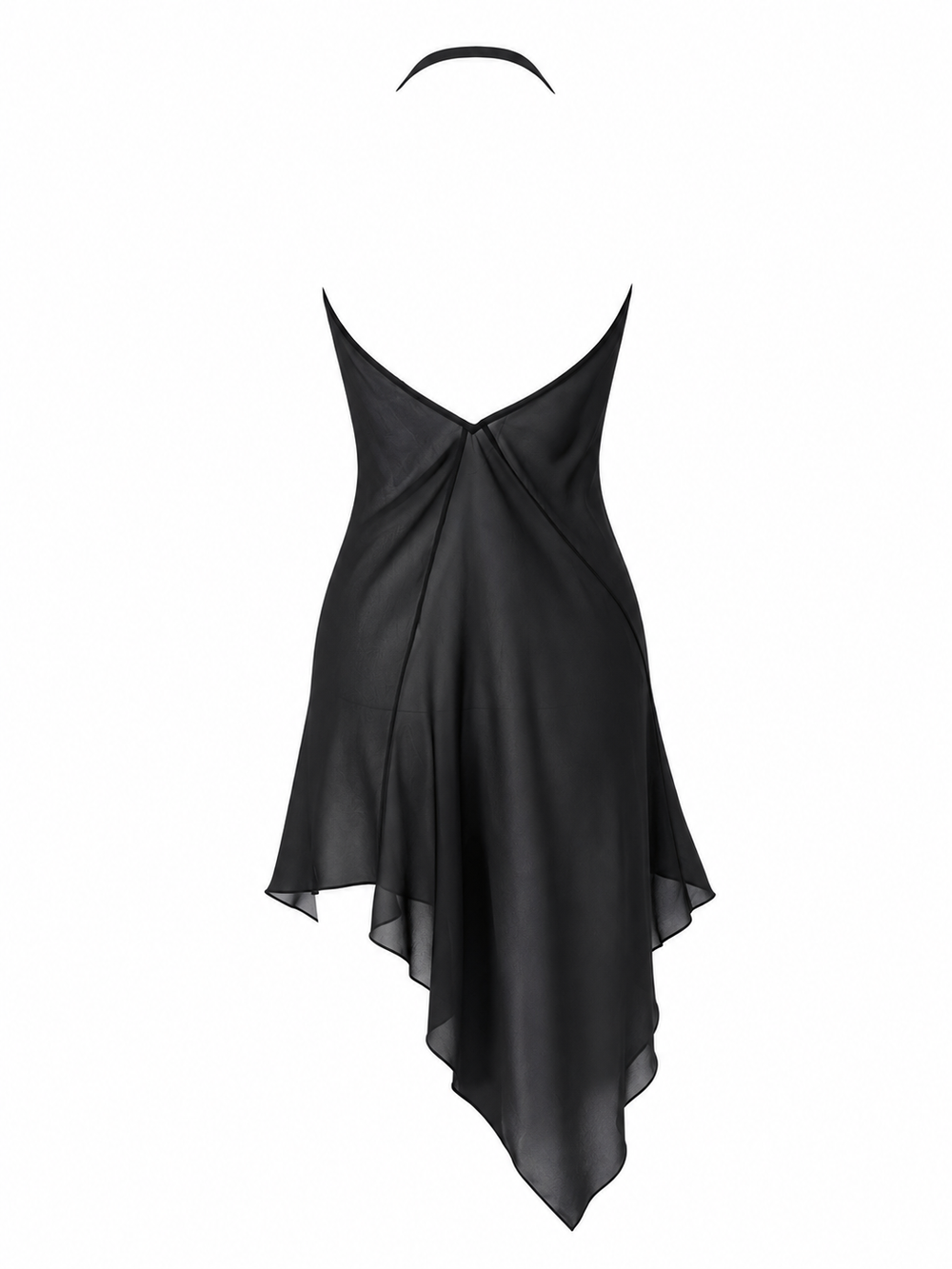 FW99 SHEER BLACK SILK DRESS W FLORAL APPLIQUES