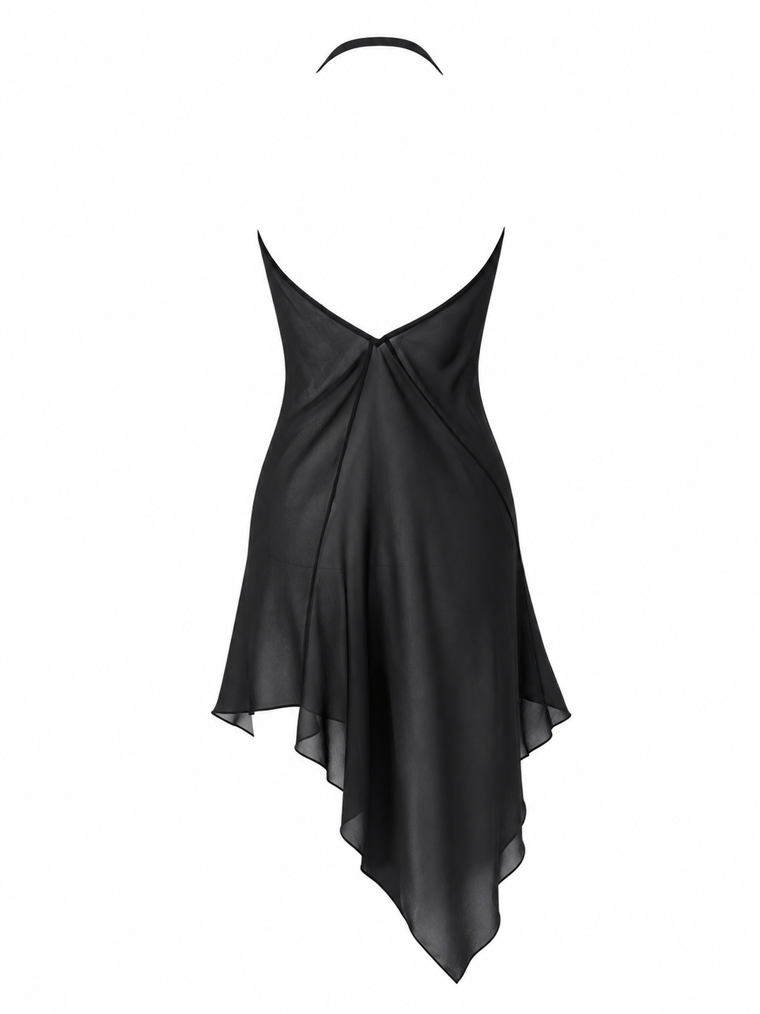 FW99 SHEER BLACK SILK DRESS W FLORAL APPLIQUES