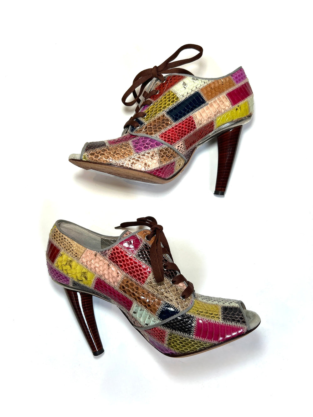 SNAKESKIN PATCHWORK SNEAKER BOOTIES