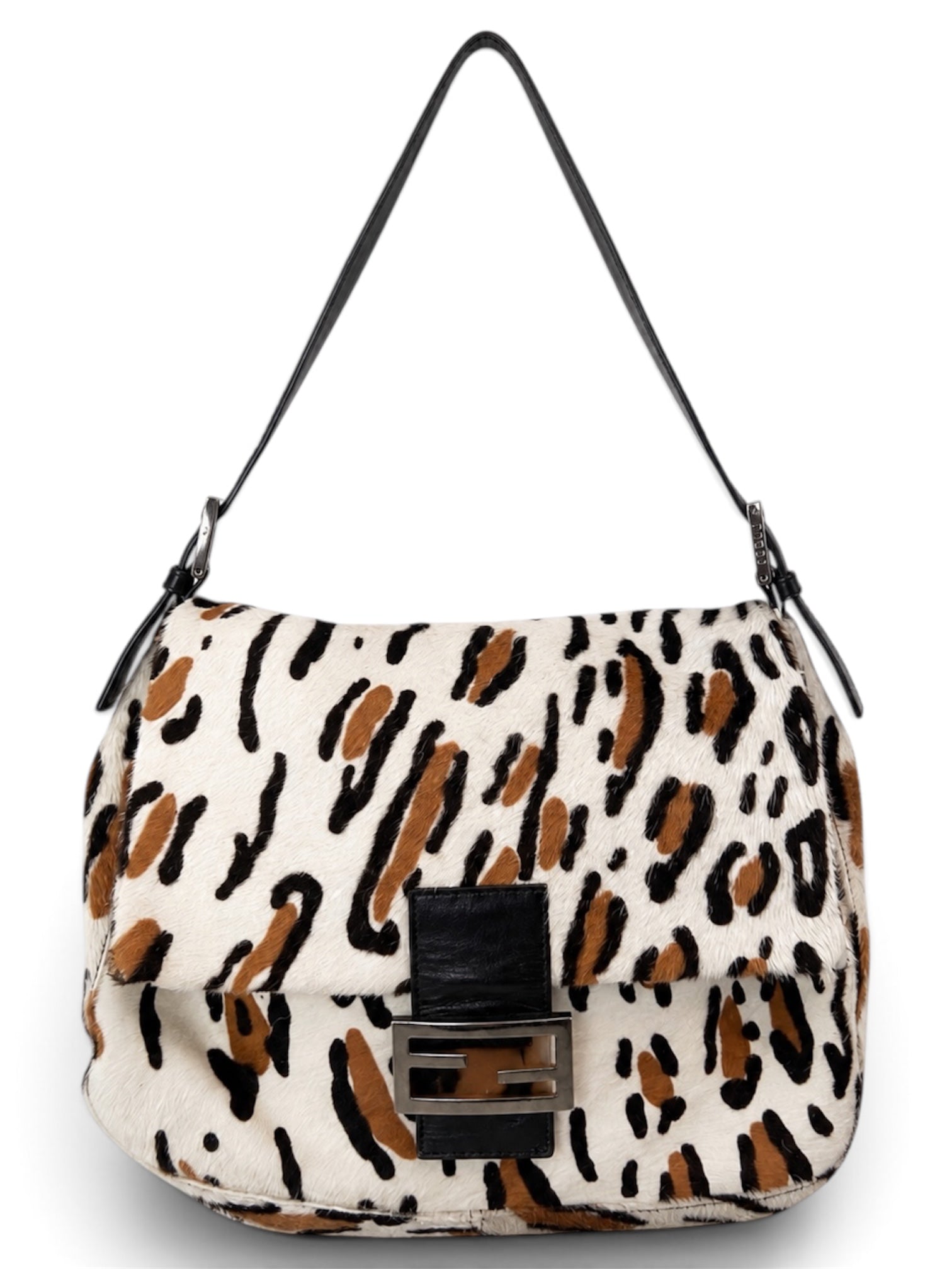 WHITE LEOPARD CALFHAIR MAMA BAGUETTE