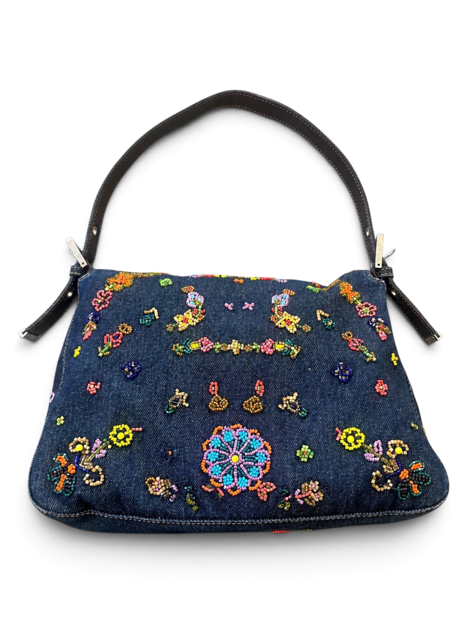 DENIM BEADED MAMA BAGUETTE @FRANMO