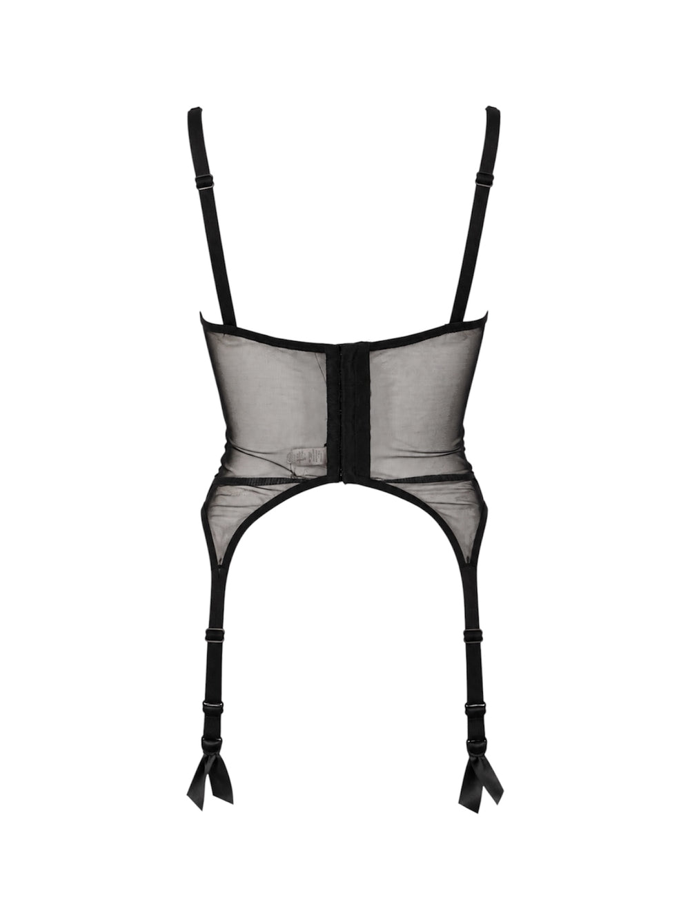 BLACK MESH BUSTIER WITH EMBROIDERY