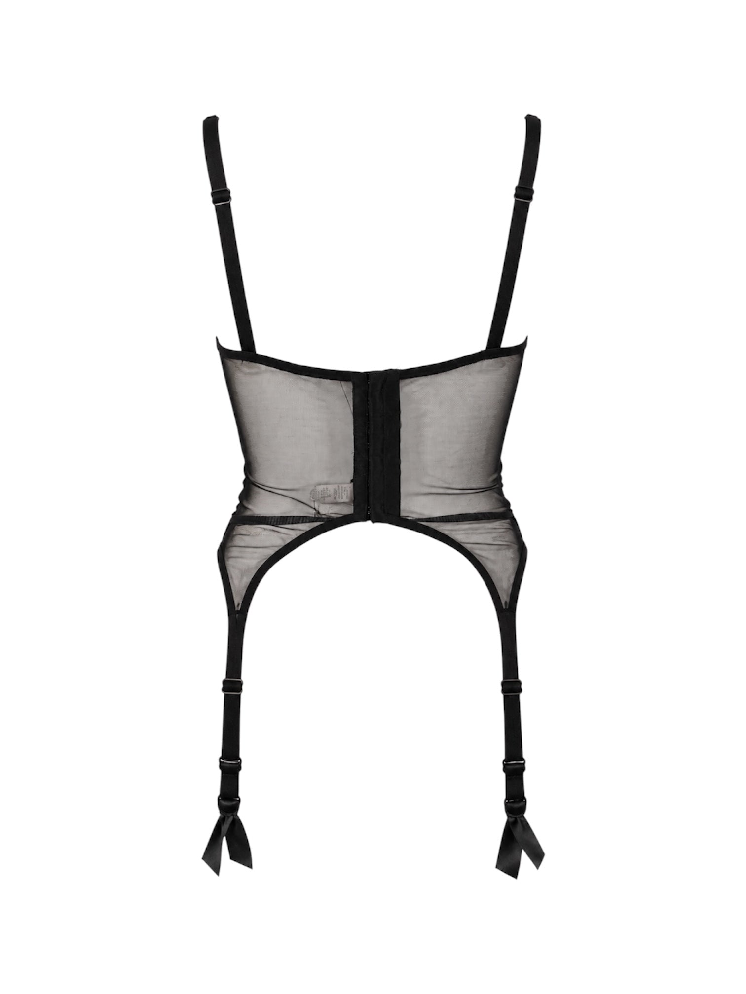 BLACK MESH BUSTIER WITH EMBROIDERY