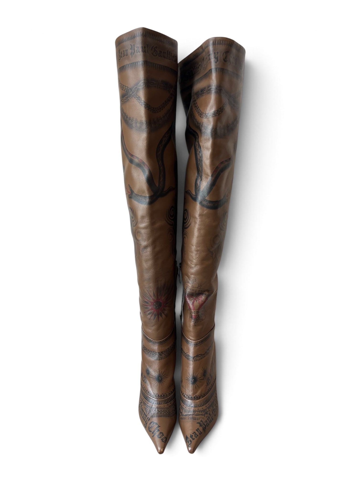 TATTOO BROWN THIGH HIGH BOOTS @SM