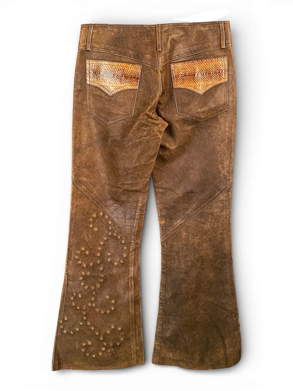 OLIVE LEATHER & BROWN SNAKESKIN PANTS @MMC