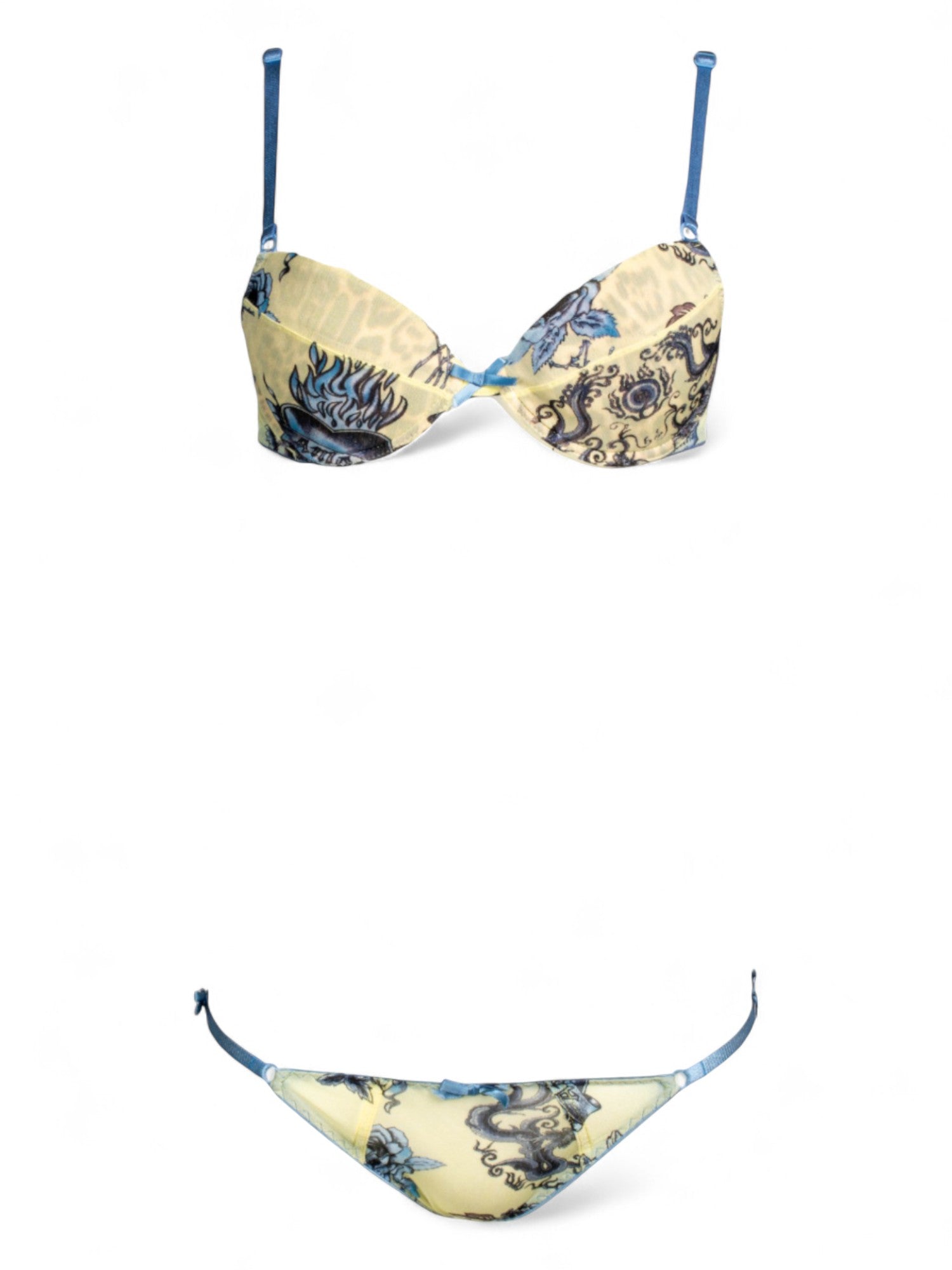 2003 CREAM & BLUE AMOUR LINGERIE SET