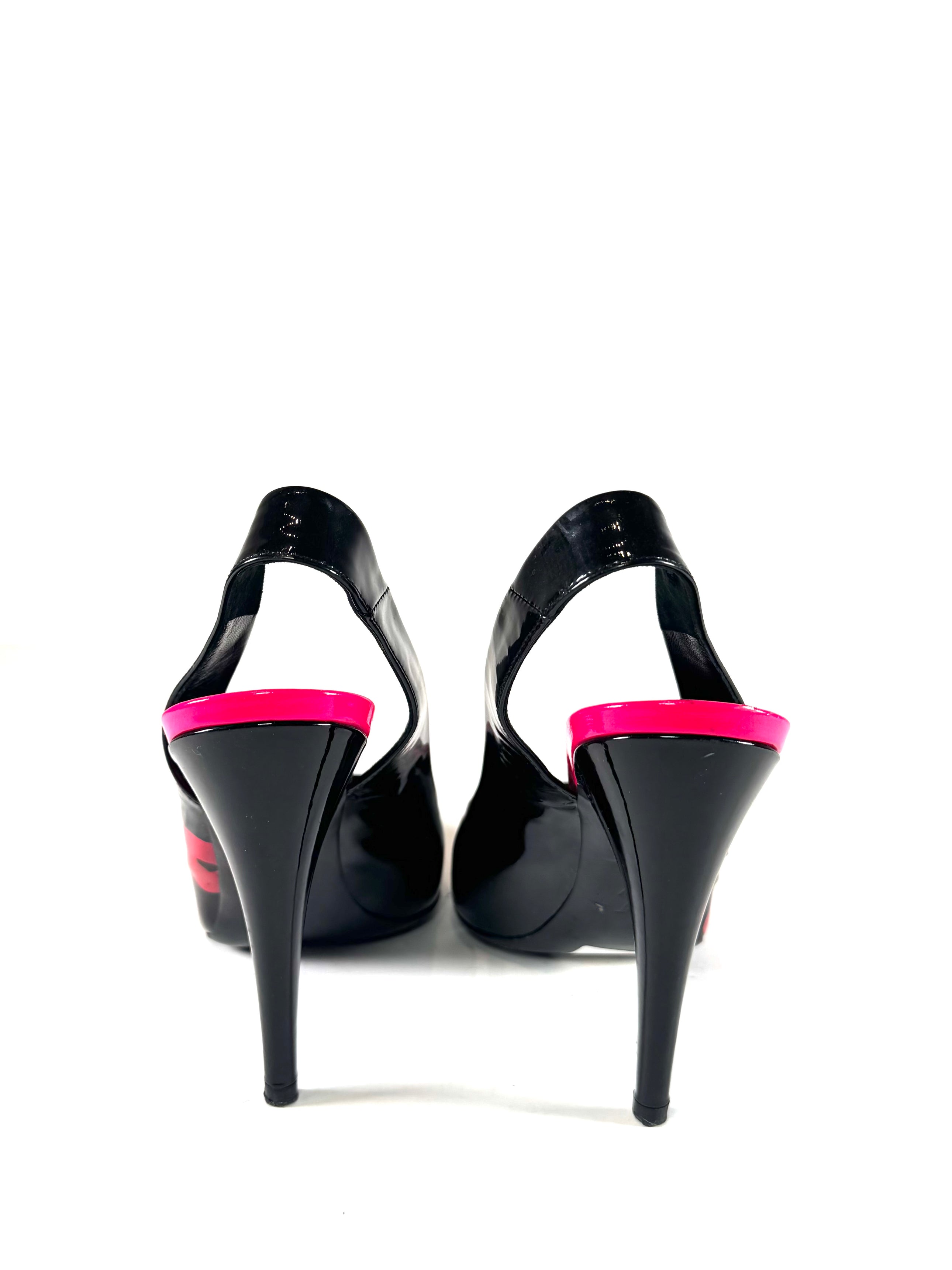 STEPHEN SPROUSE PINK & BLACK SLINGBACK PUMPS