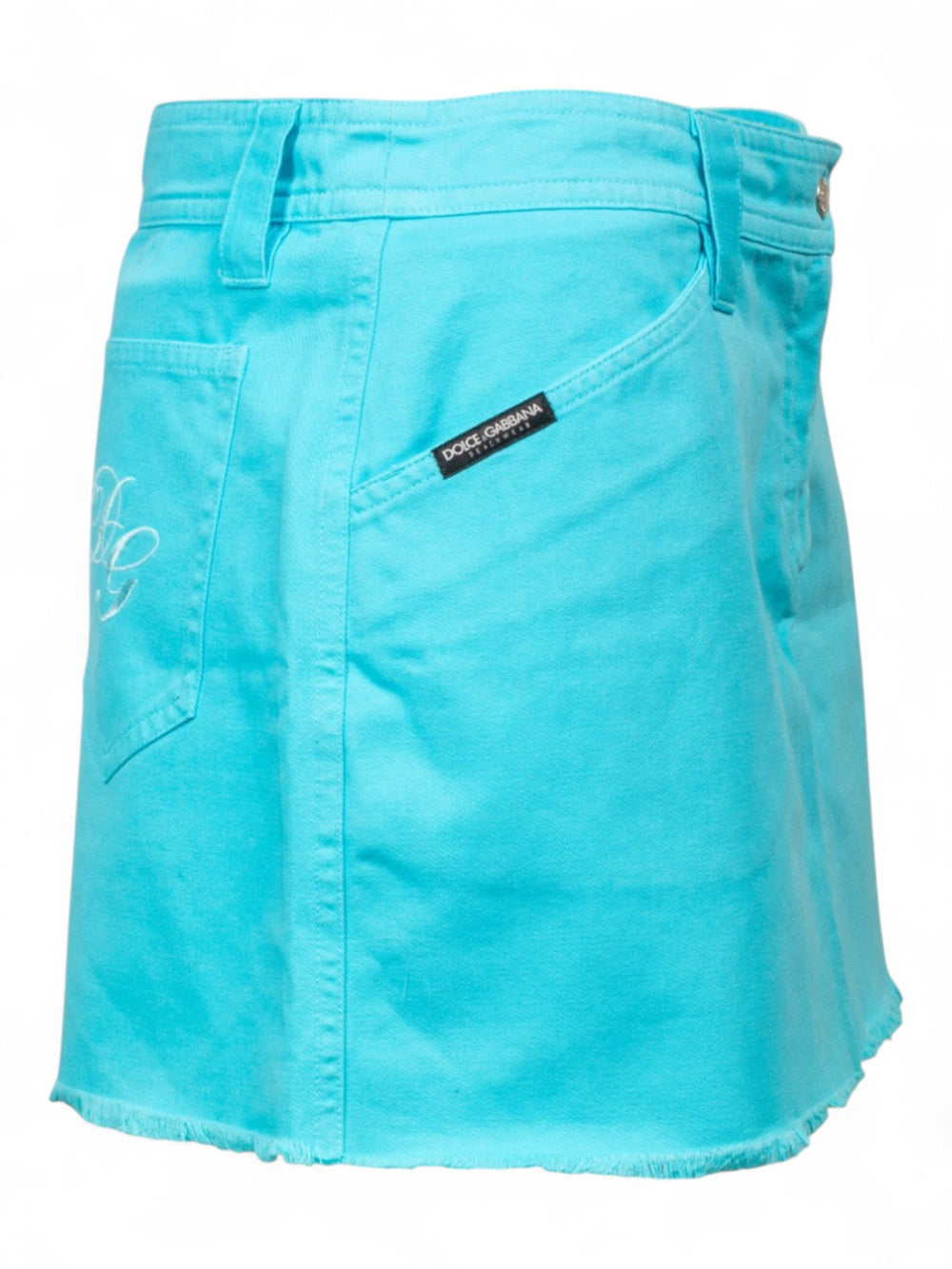 TURQUOISE DENIM MINI SKIRT