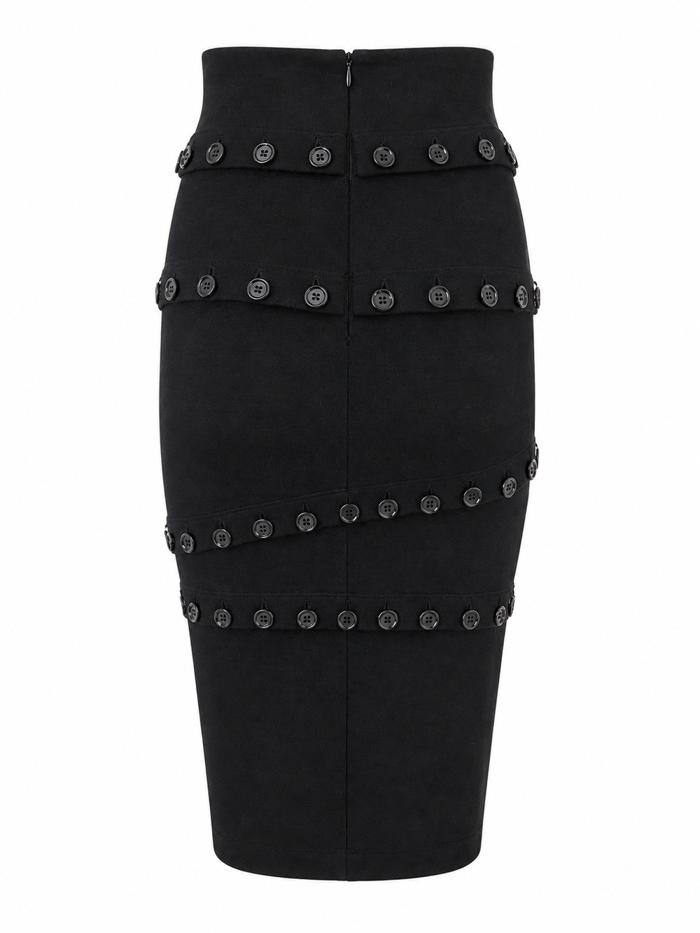 AW03 BUTTON ALL OVER BLACK MIDI SKIRT