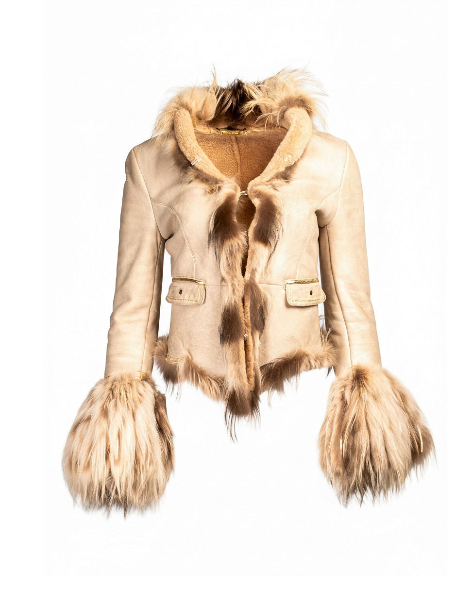 LEATHER & FUR SHEARLING LINED JACKET
