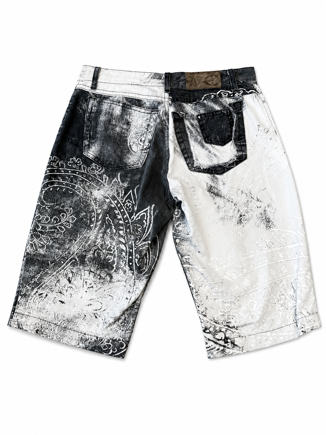 AW03 GREY PAISLEY BERMUDA SHORTS