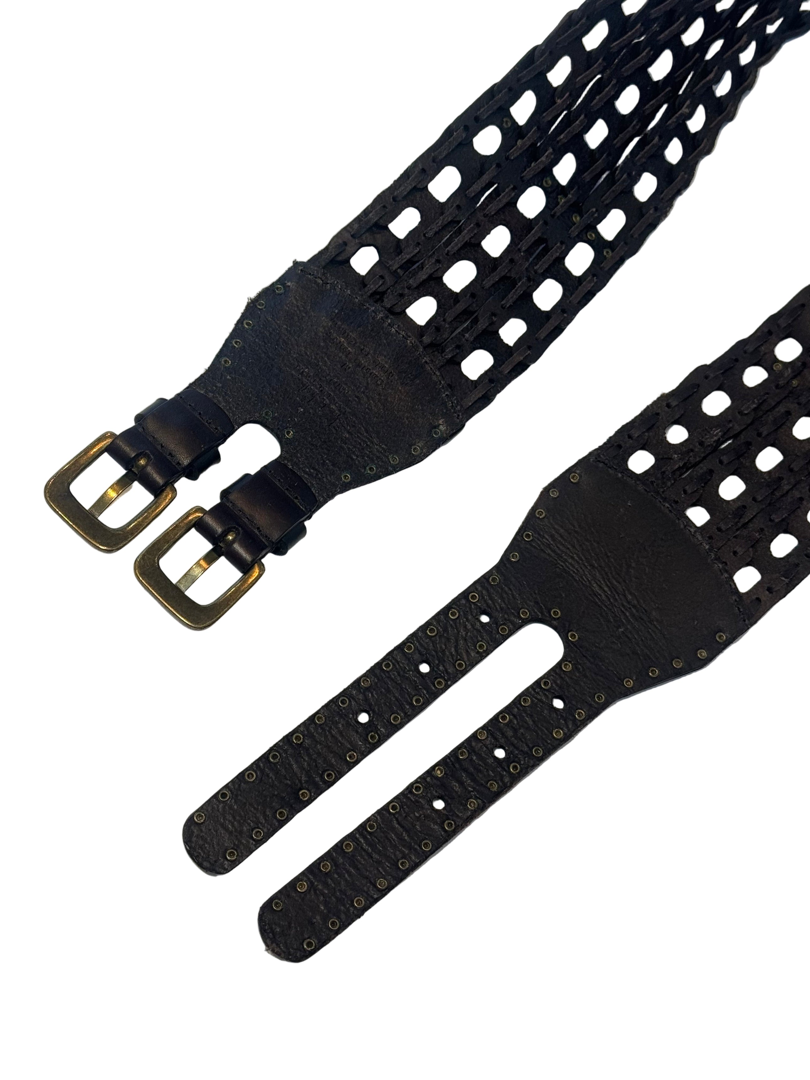 STUDDED WOVEN DOUBLE LEATHER BELT
