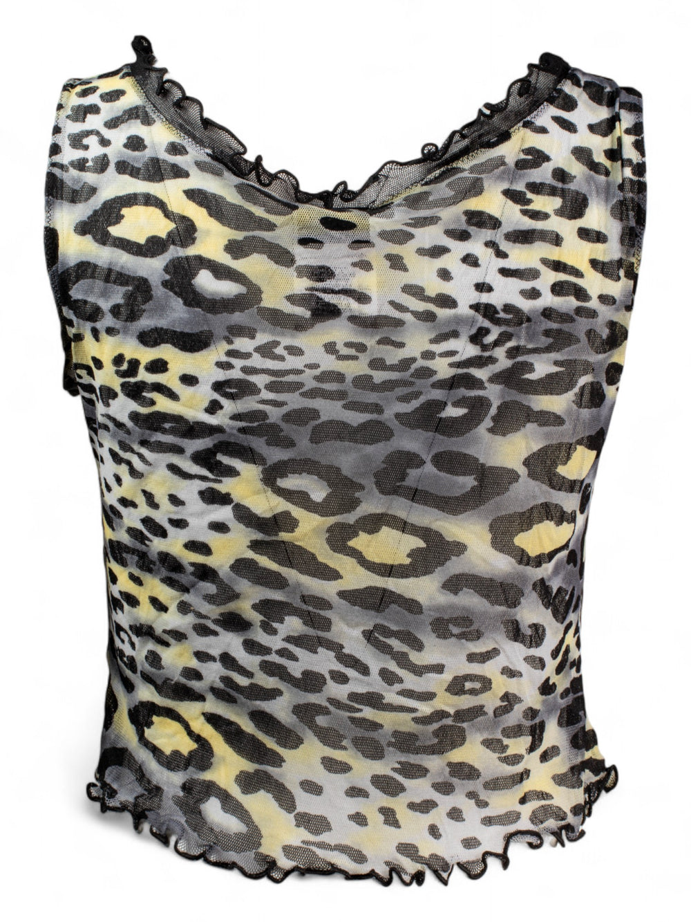 CHEETAH PRINT RUCHED MESH TANK