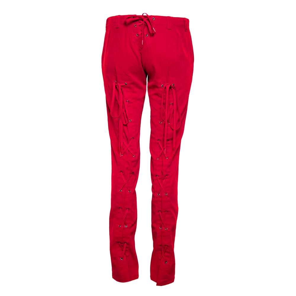 RED LACE UP PANTS