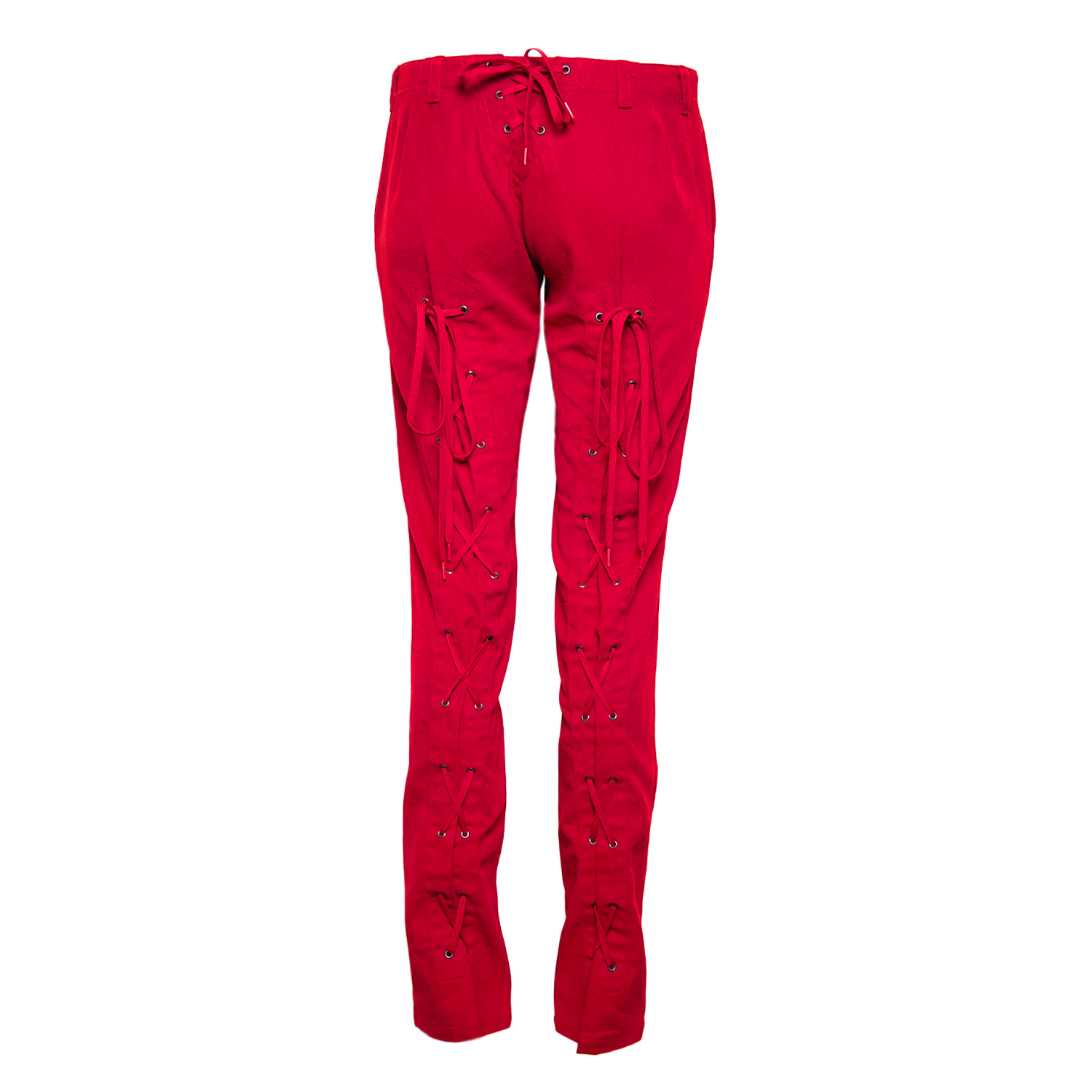 RED LACE UP PANTS