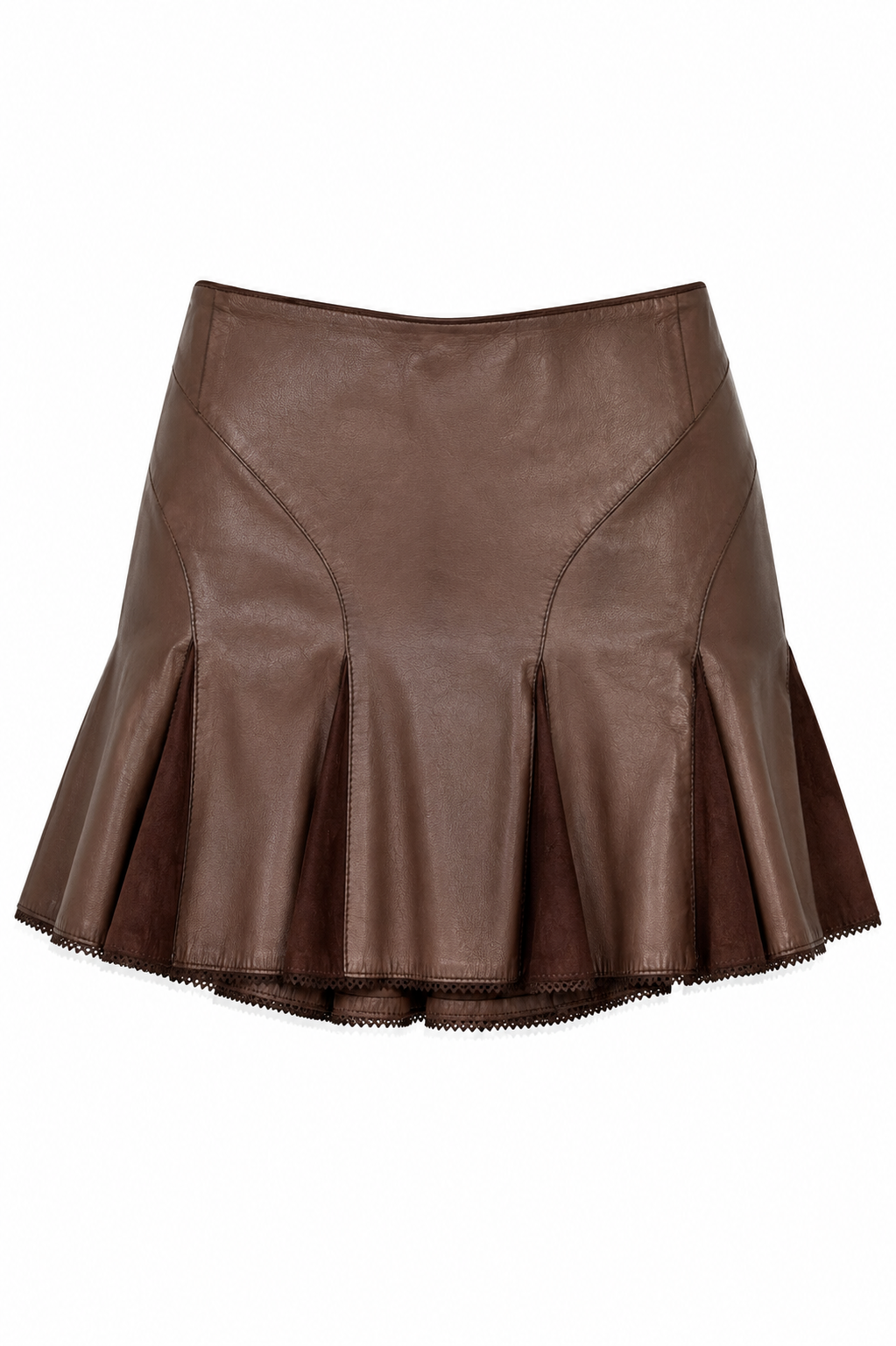 BROWN PLEATED MINI SKIRT