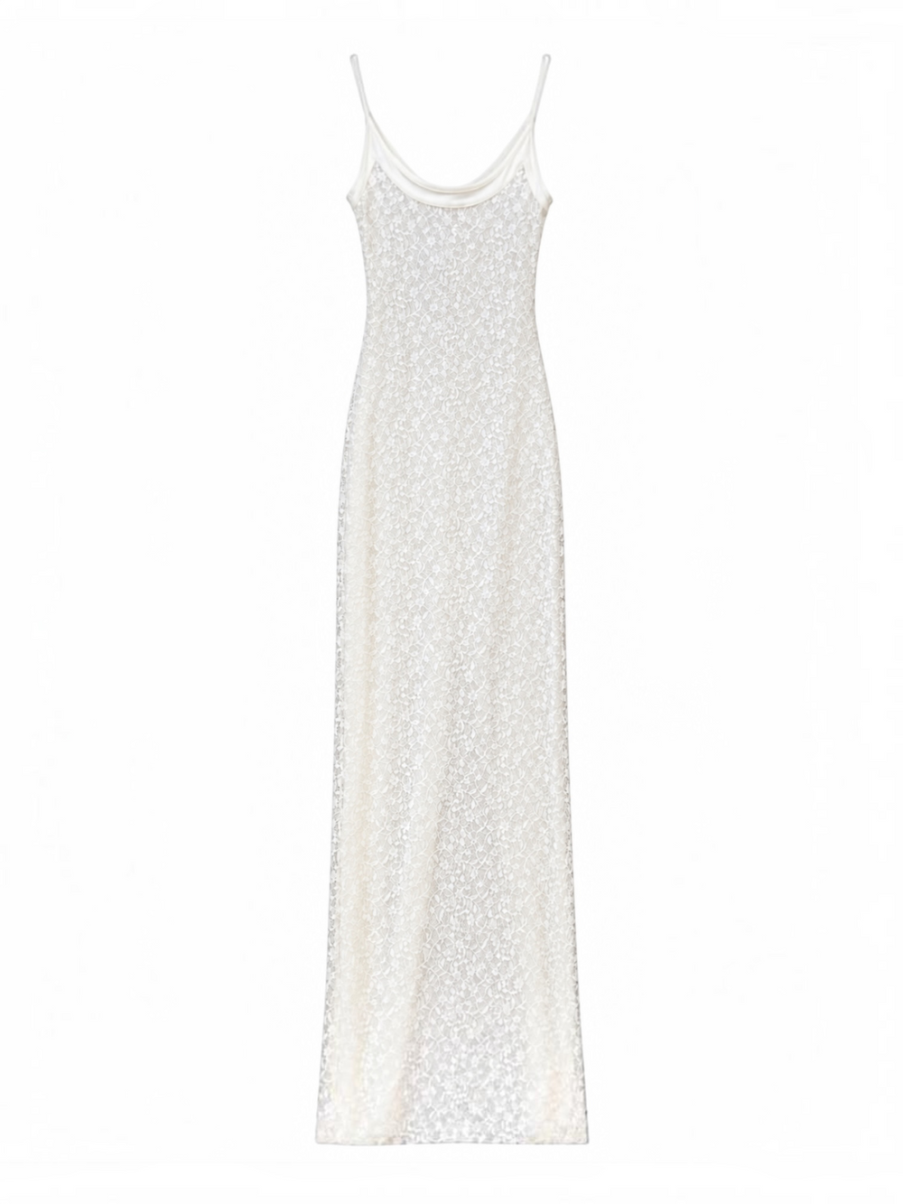 WHITE LACE MAXI TANK DRESS W SLIT (NWT) (AS IS) @SM