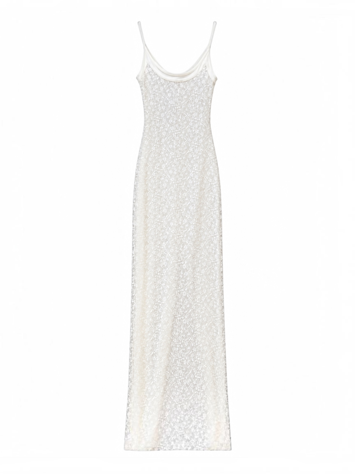 WHITE LACE MAXI TANK DRESS W SLIT (NWT) (AS IS) @SM
