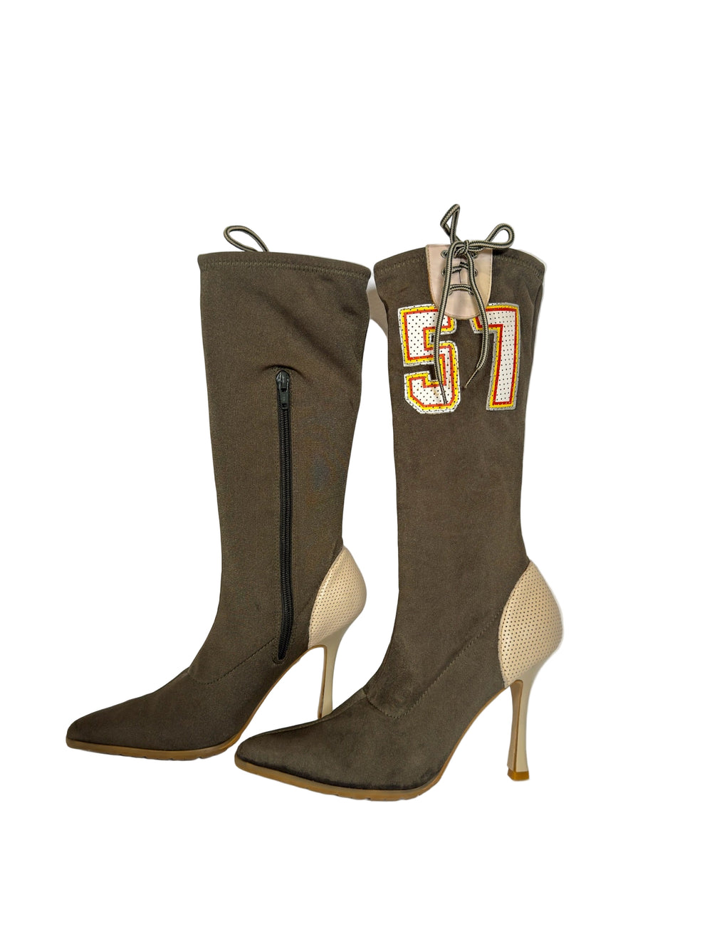 RARE "57" KNEE HIGH OLIVE GREEN BOOTS