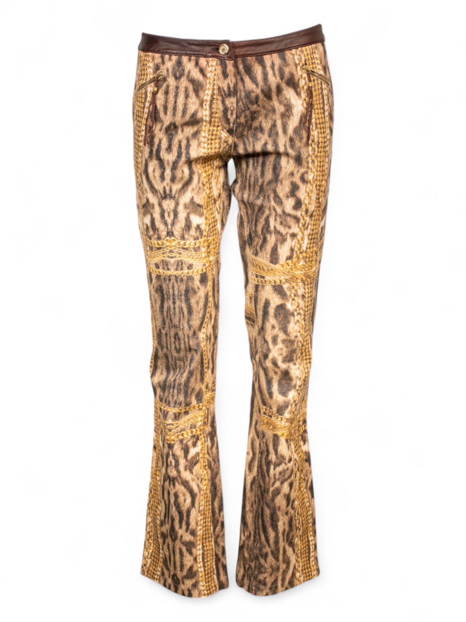 2003 CHEETAH & CHAIN SILK BLOUSE & JEANS SET