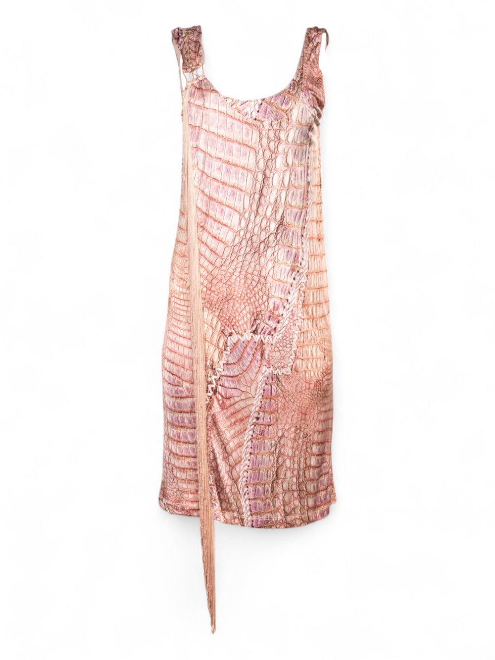 SS11 PINK CROC PRINT FRINGE DRESS