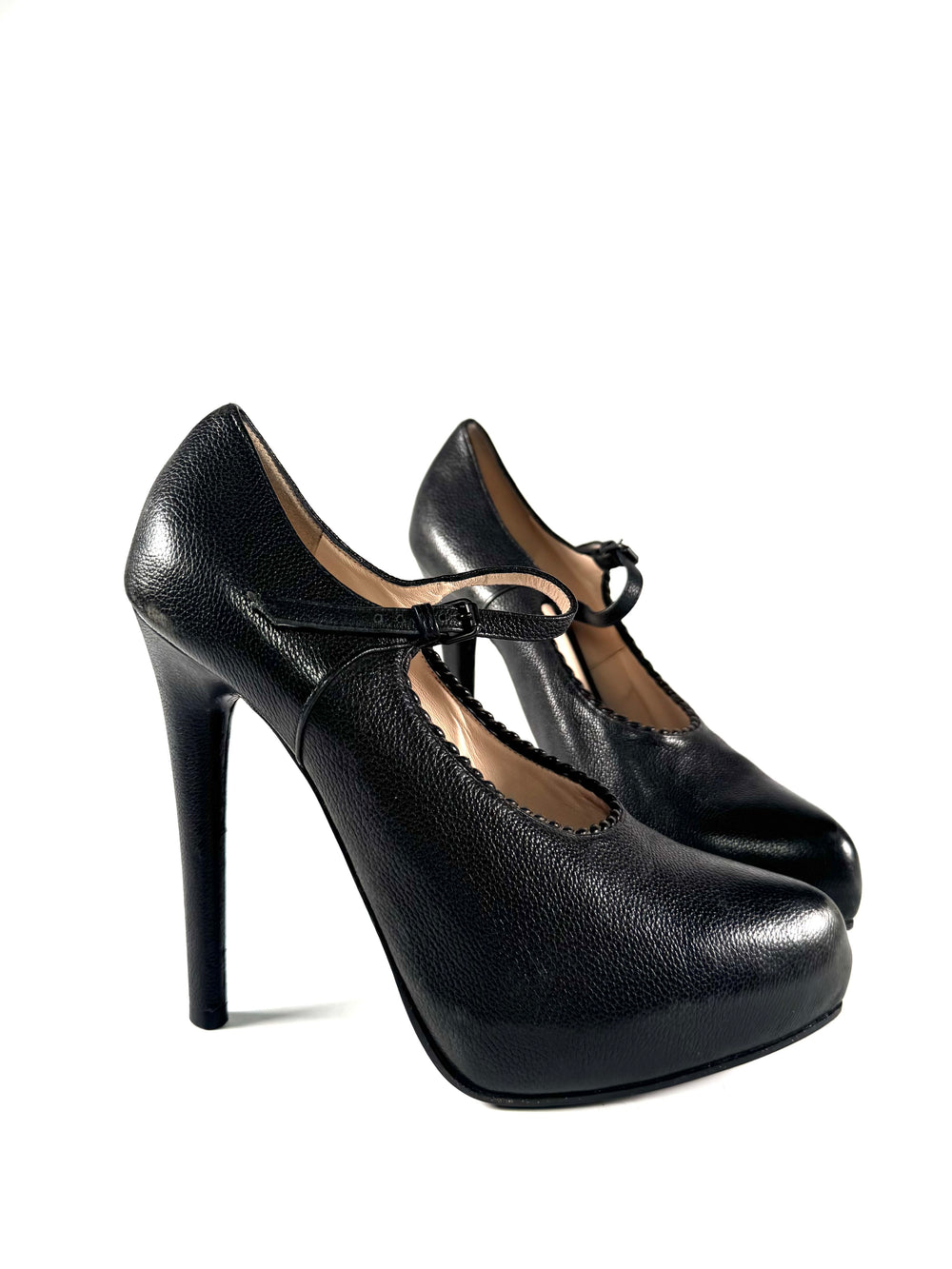 LEATHER MARY JANE PLATFORM HEELS