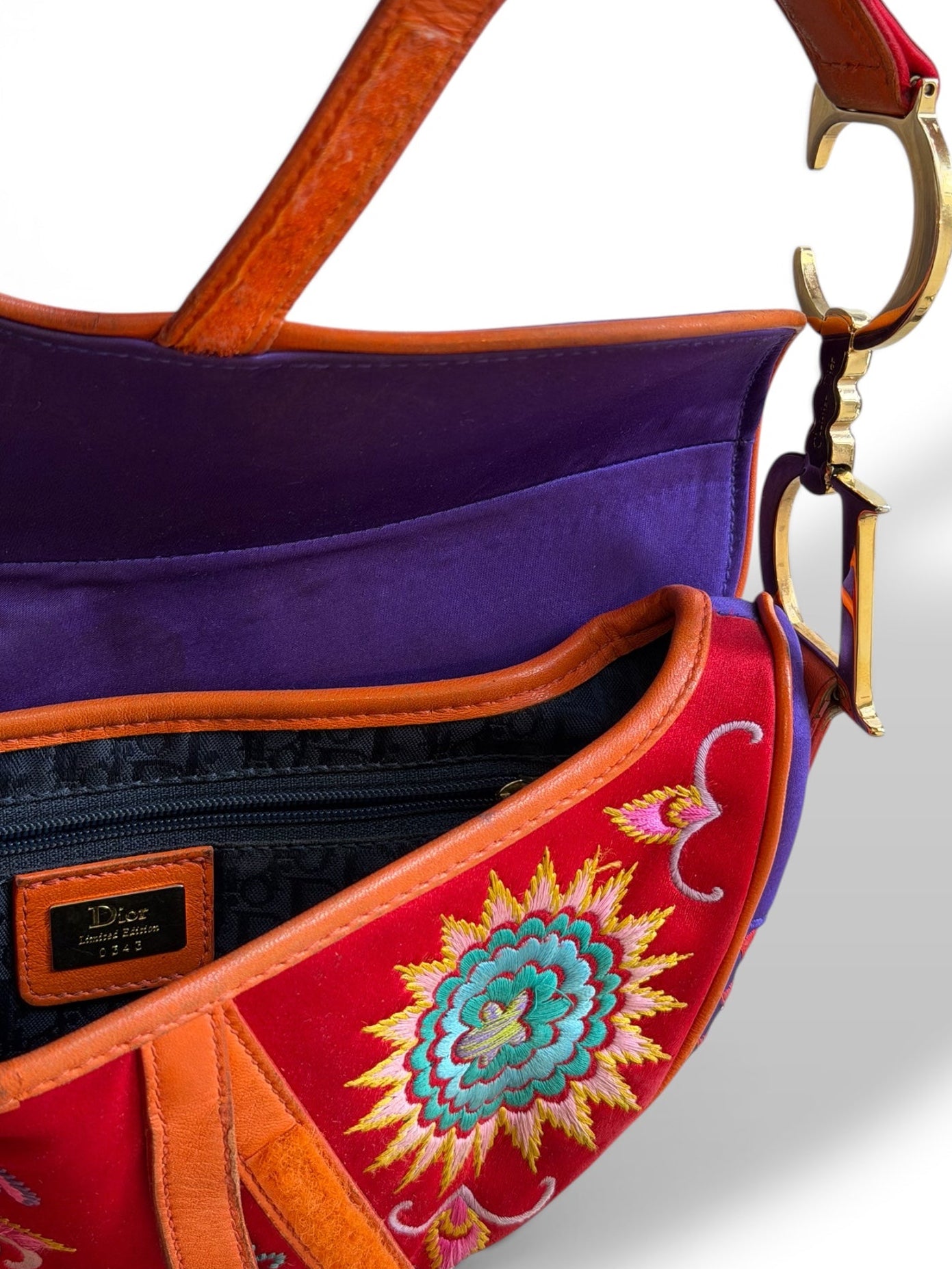 2002 SHANGHAI SILK EMBROIDERED MULTI COLOR SADDLE BAG