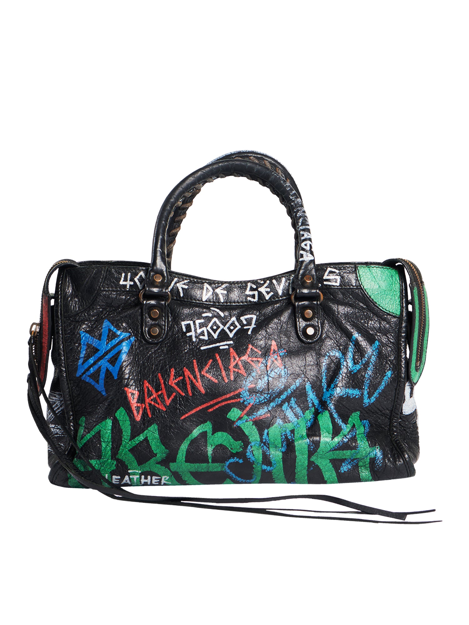 SS18 BLACK MULTICOLOR GRAFFITI MINI  CITY BAG