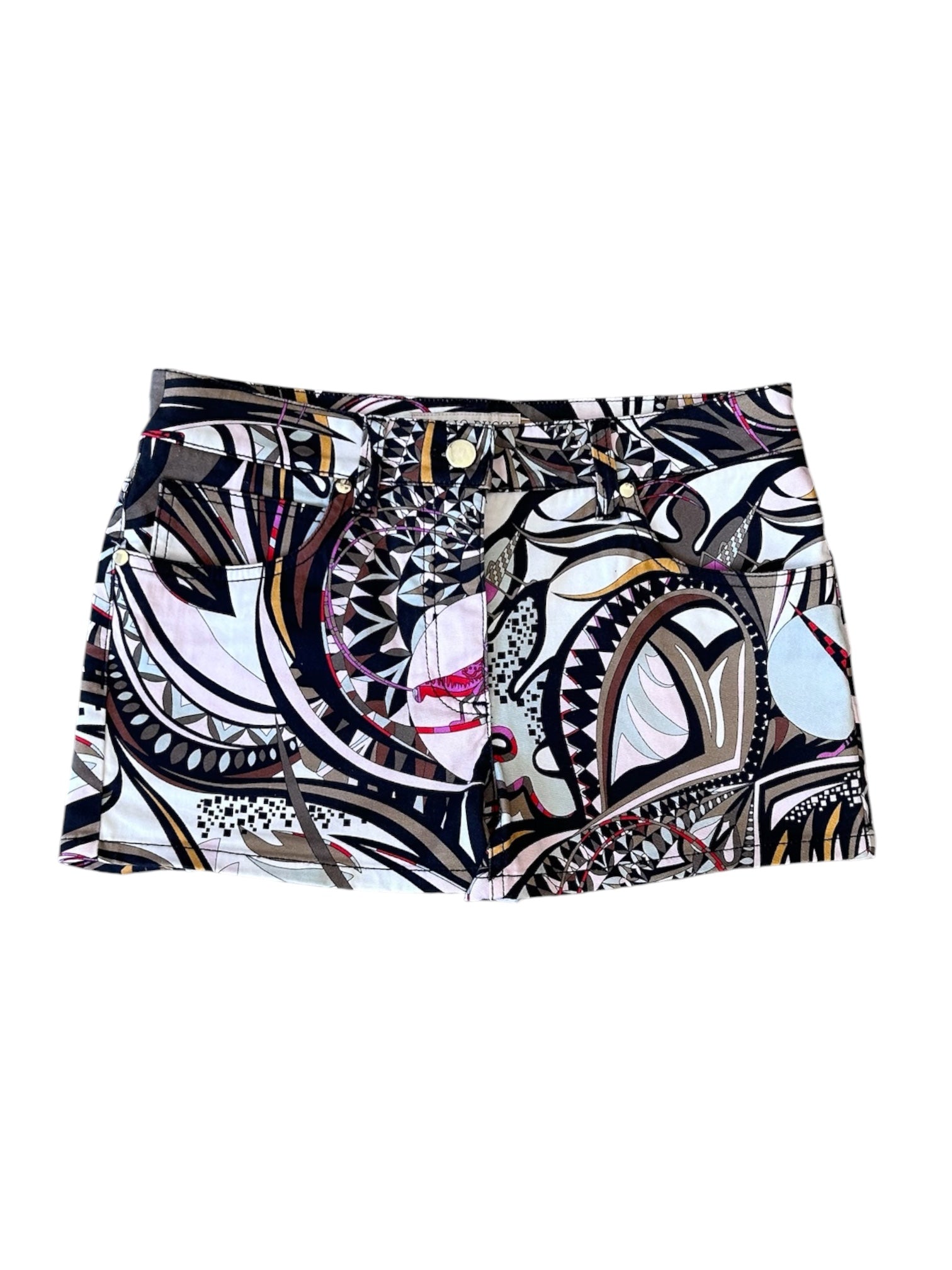 WHITE/BROWN GEOMETRIC PRINT SHORTS