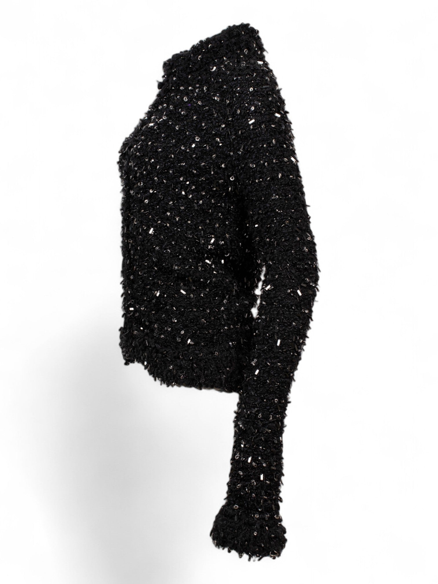 VINTAGE HEAVY CROCHET BLACK SEQUIN CARDIGAN