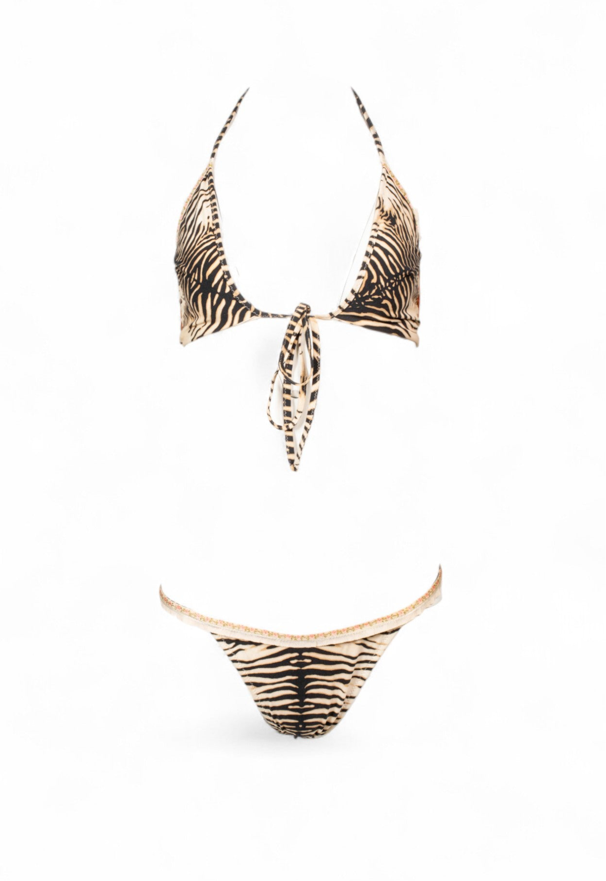 ZEBRA PRINTED 2PC BIKINI & SHORTS SET