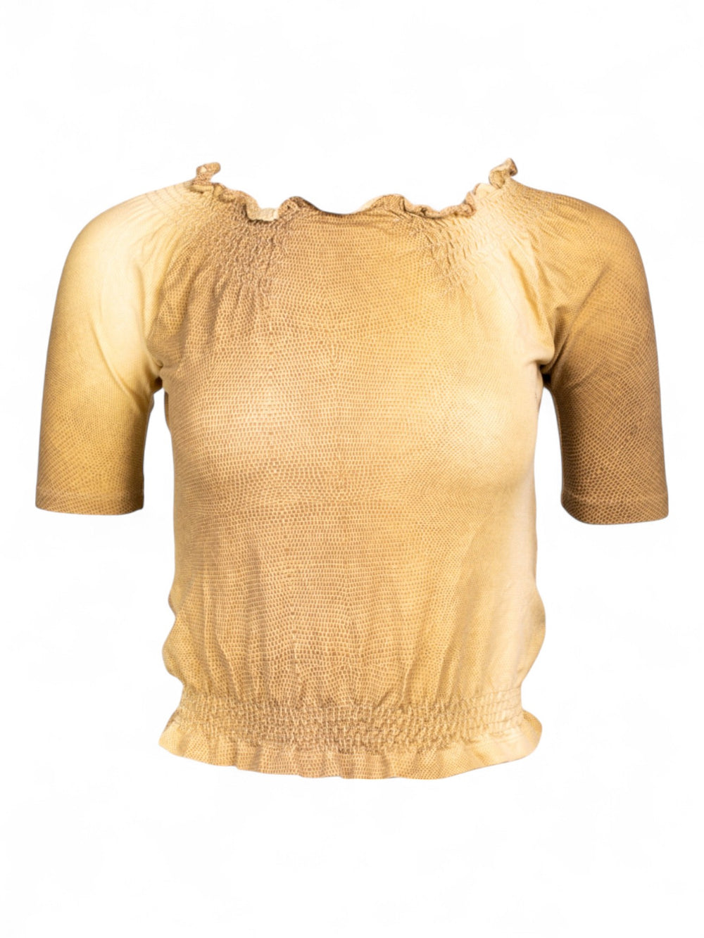 SS02 LIZARD PRINTED OFF SHOULDER TOP