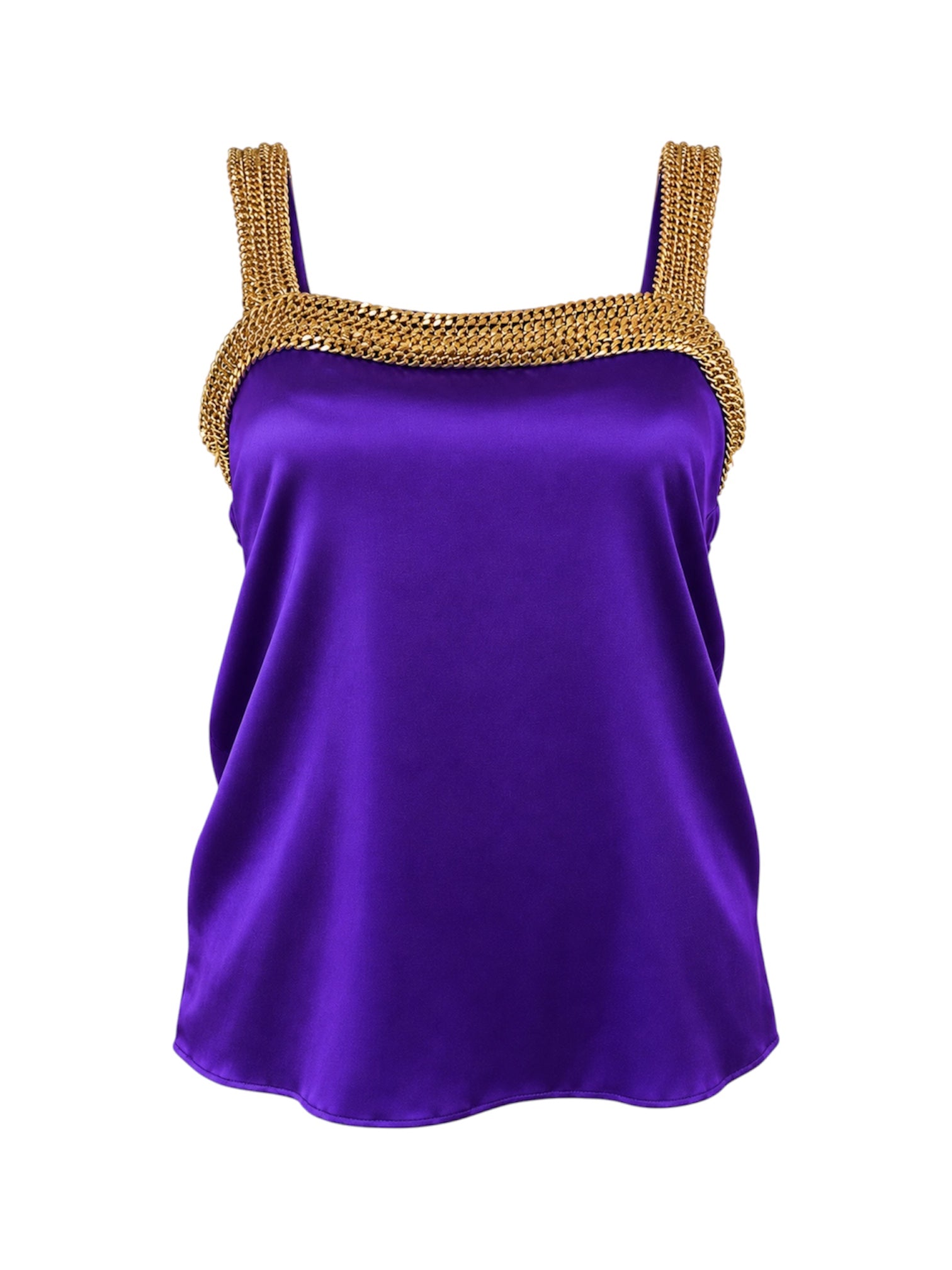 PURPLE SILK TANK WITH GOLD CHAIN DETAIL @NICOZ