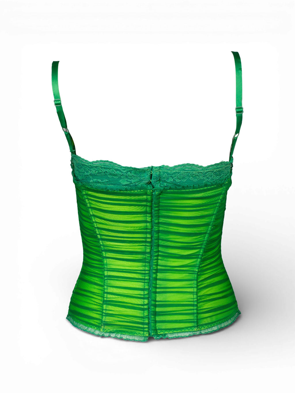 GREEN MESH RUCHED CORSET @IRIK