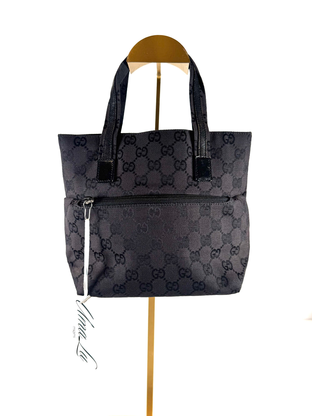 BLACK MONOGRAM MINI TOTE PURSE
