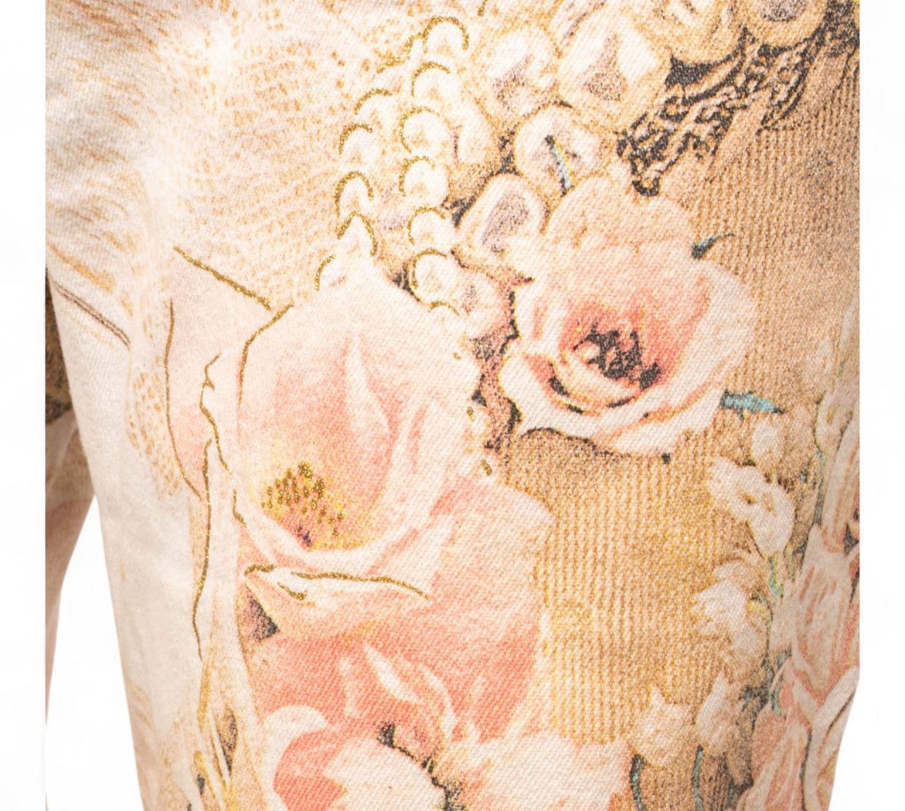 ROMANTIC PEARLS & ANGELS PRINTED JEANS @afeni