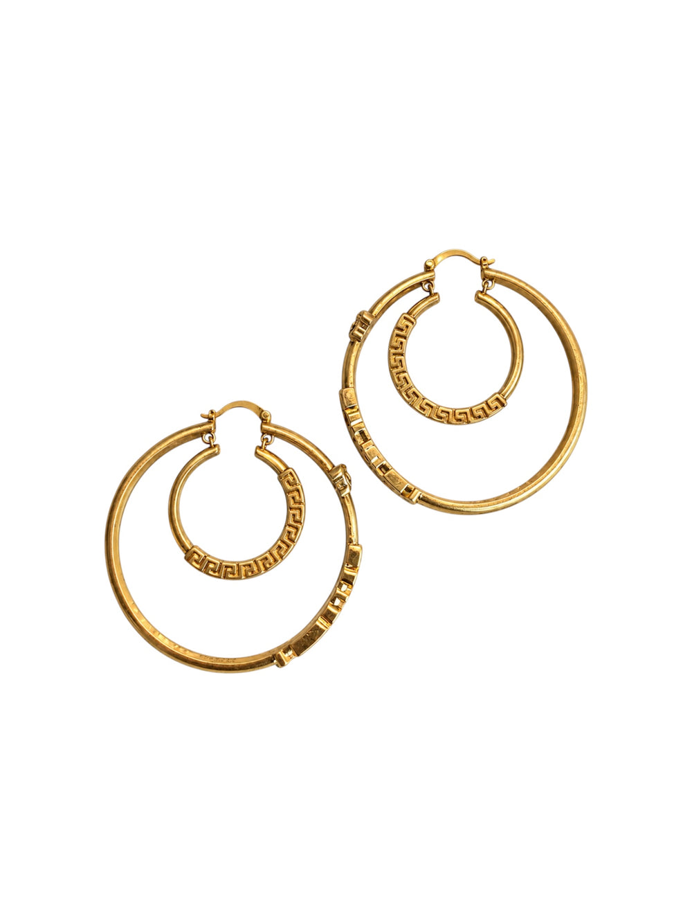 GOLD MEDUSA PLAQUE HOOP EARRINGS @SM