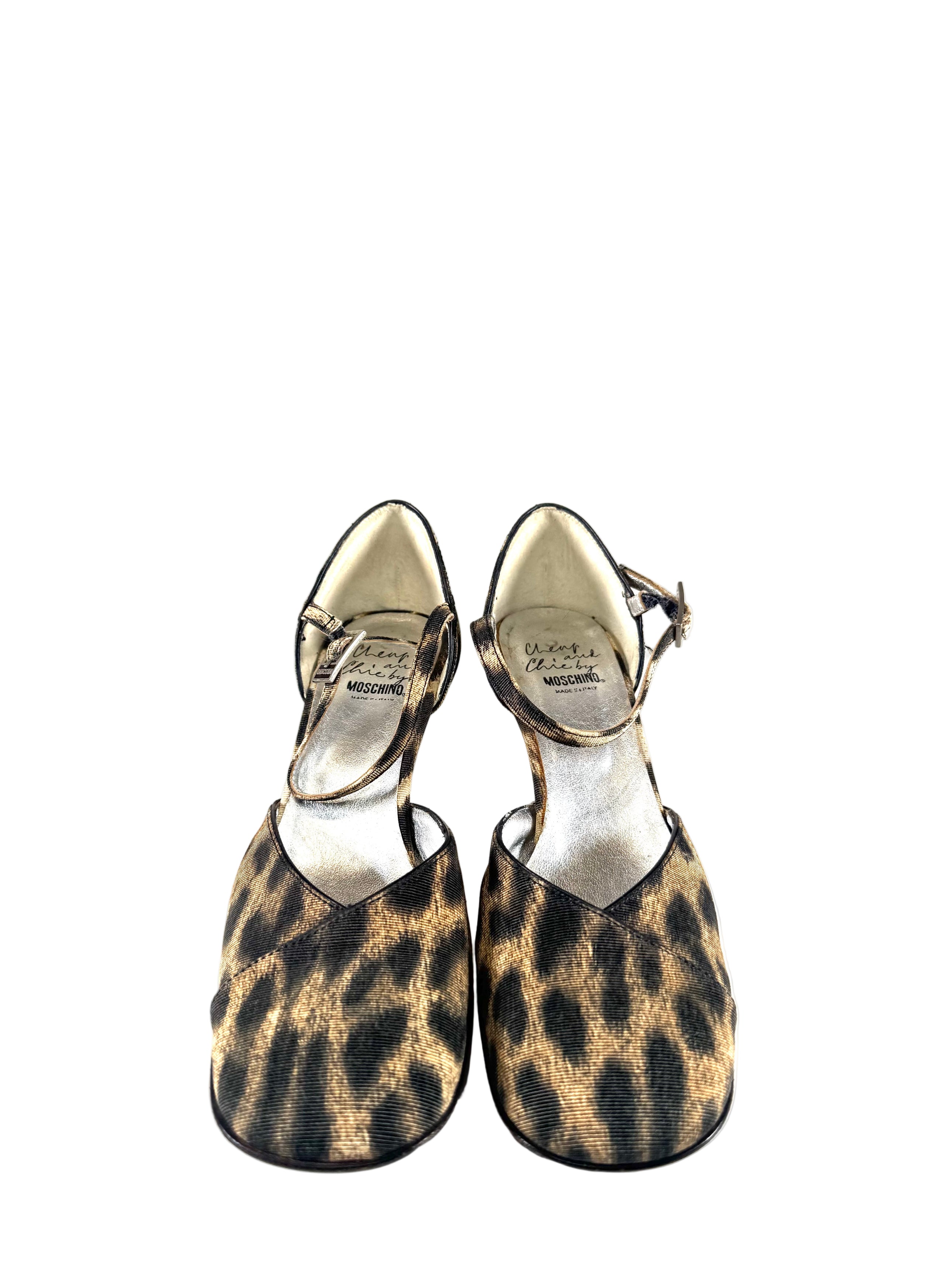 2000S CLOSE TOE CHEETAH PRINT KITTEN HEELS