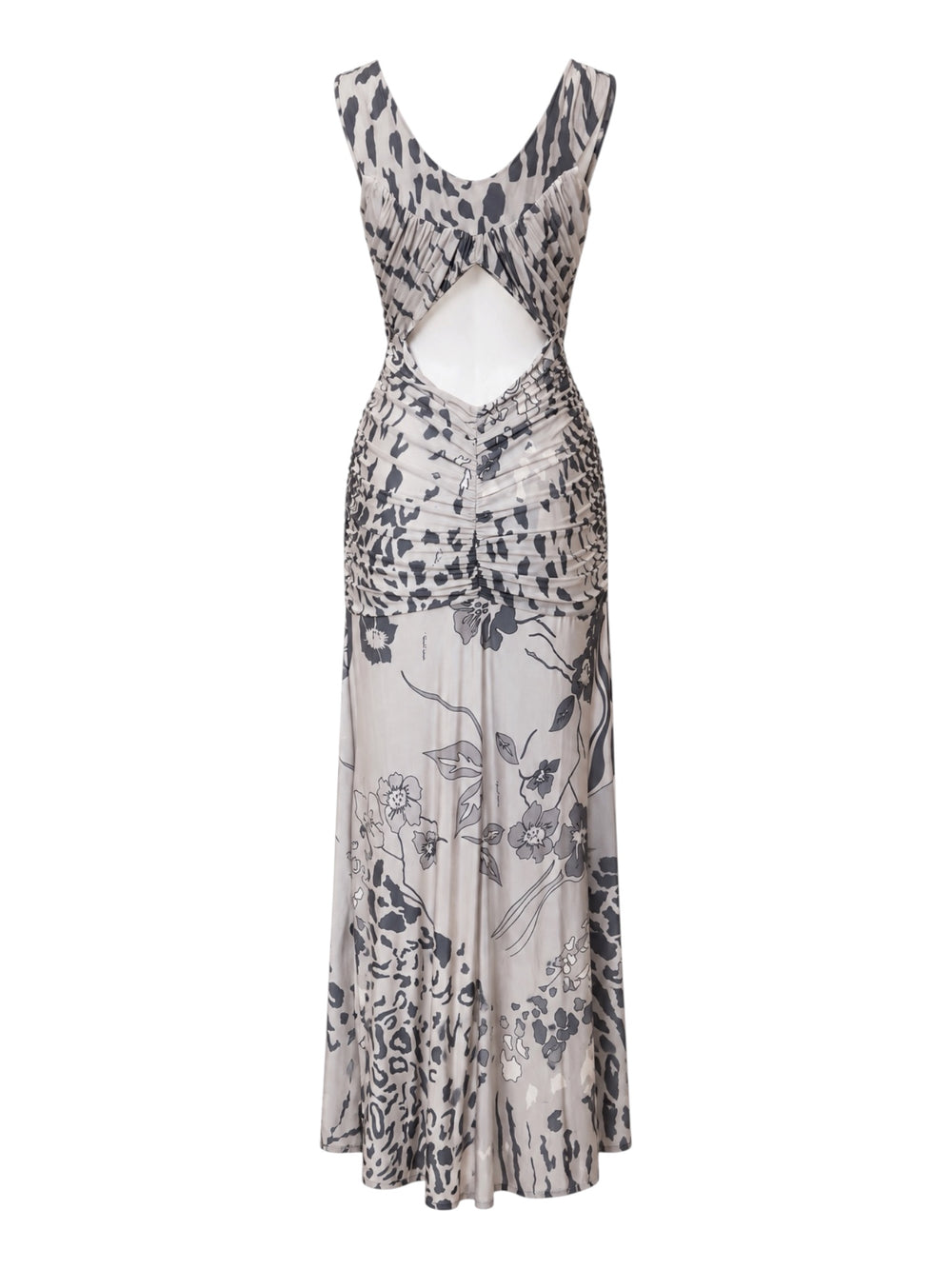 2010 GREY & WHITE CHEETAH & FLORAL MAXI DRESS @SM