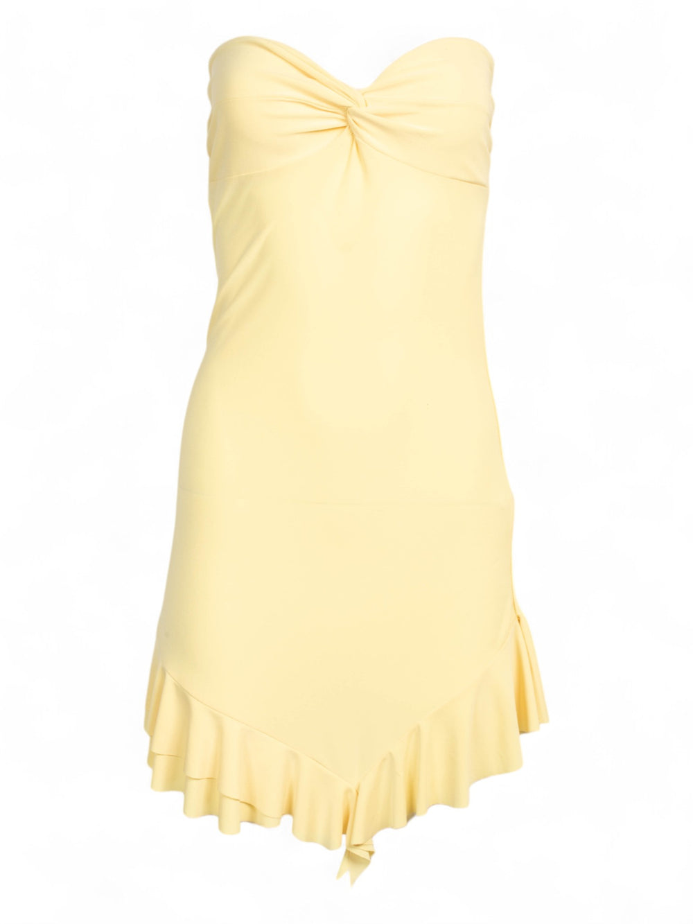 YELLOW RUFFLED STRAPLESS MINI DRESS