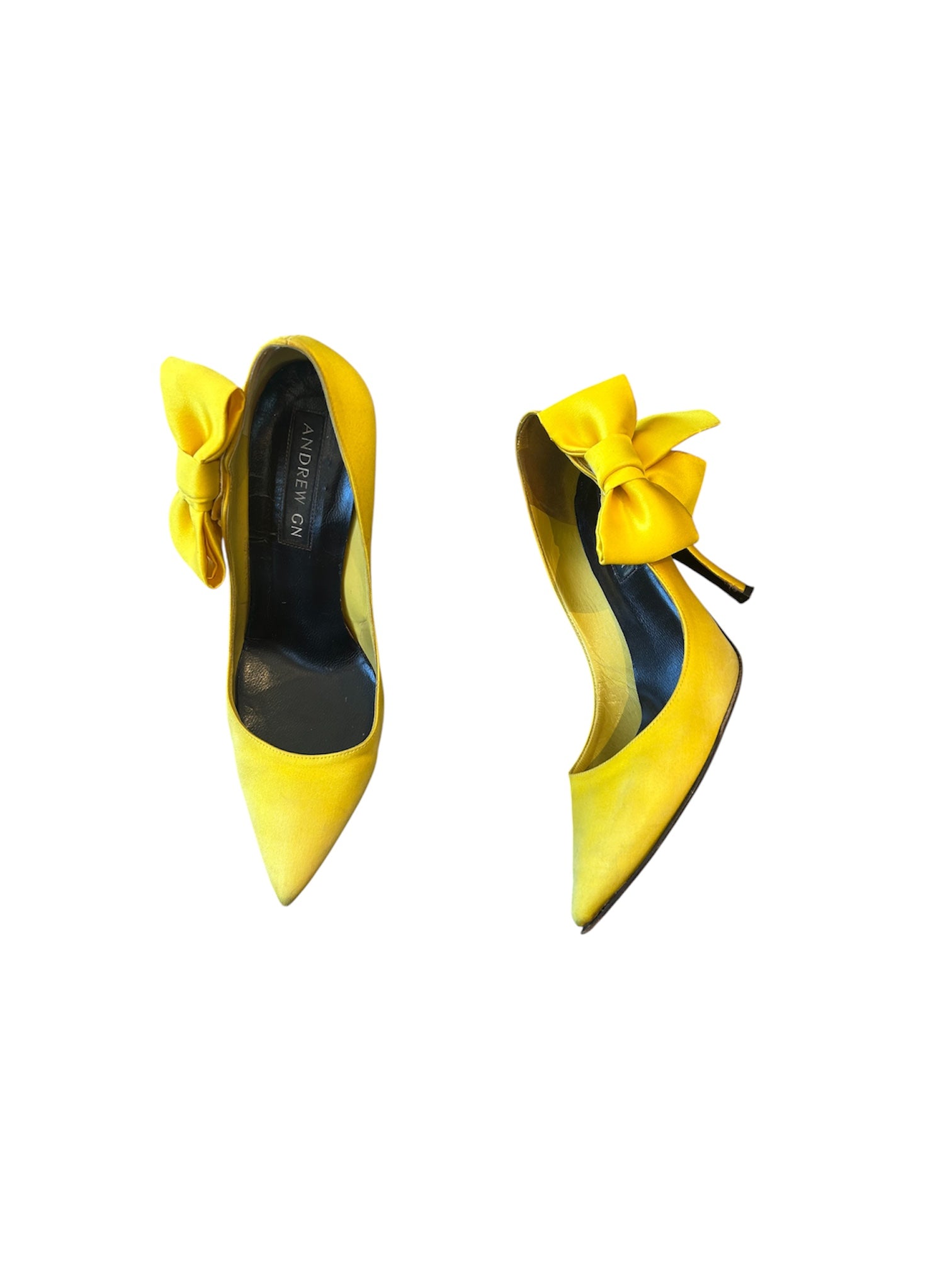 YELLOW SATIN BOW HEELS @JKOVA