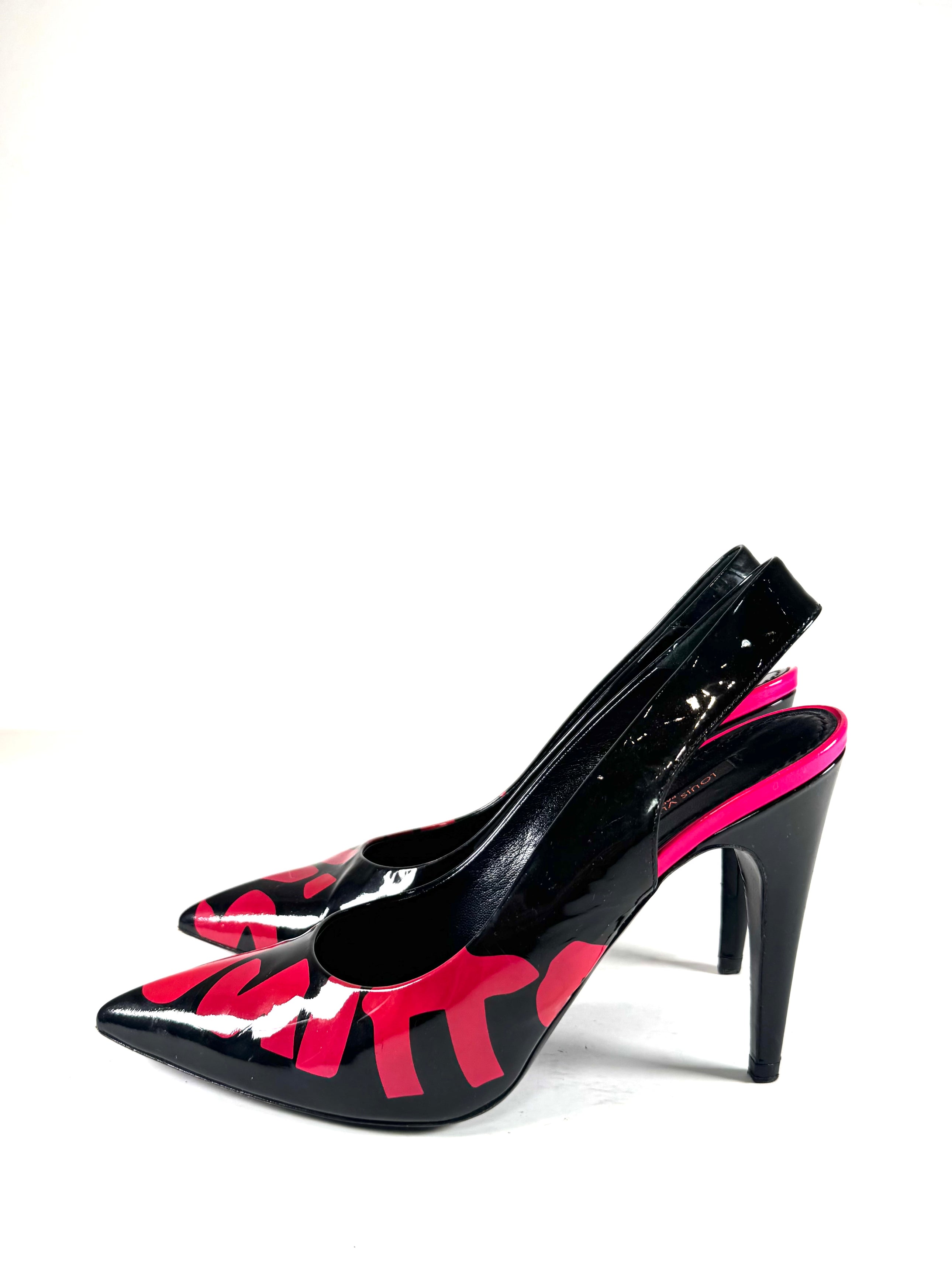 STEPHEN SPROUSE PINK & BLACK SLINGBACK PUMPS
