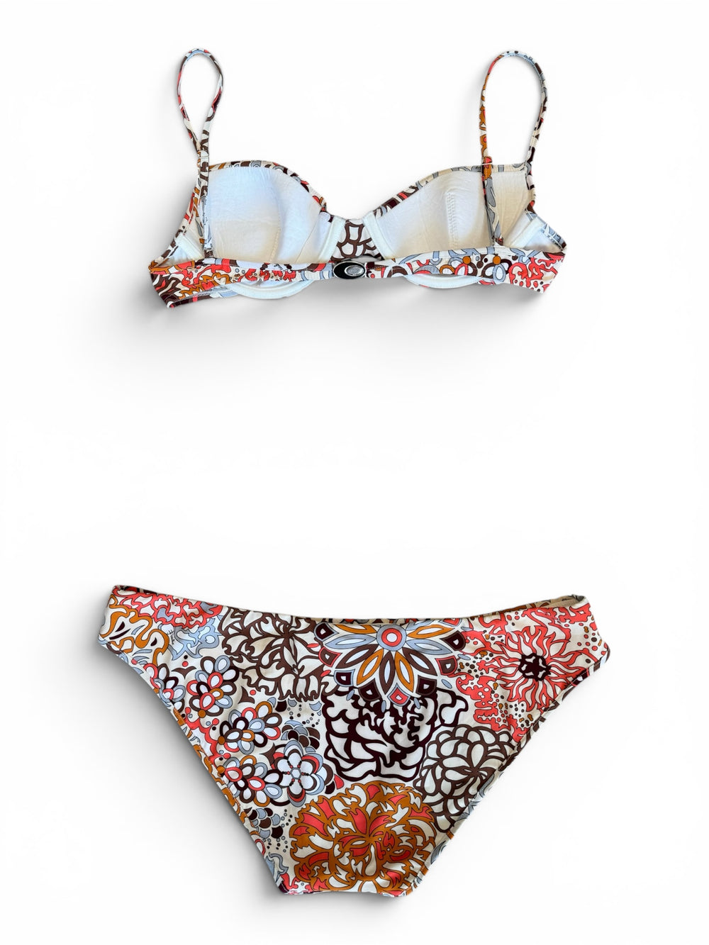 00S BROW/PEACH GEOMETRIC PRINTED 2PC BIKINI