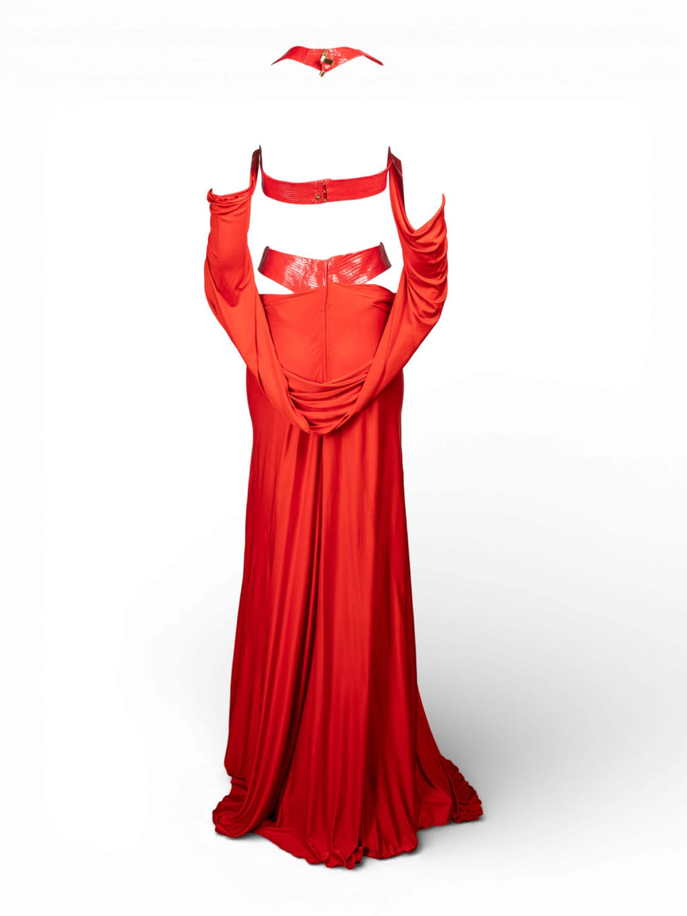 RED SILK & LIZARD 2PC SKIRT/TOP SET