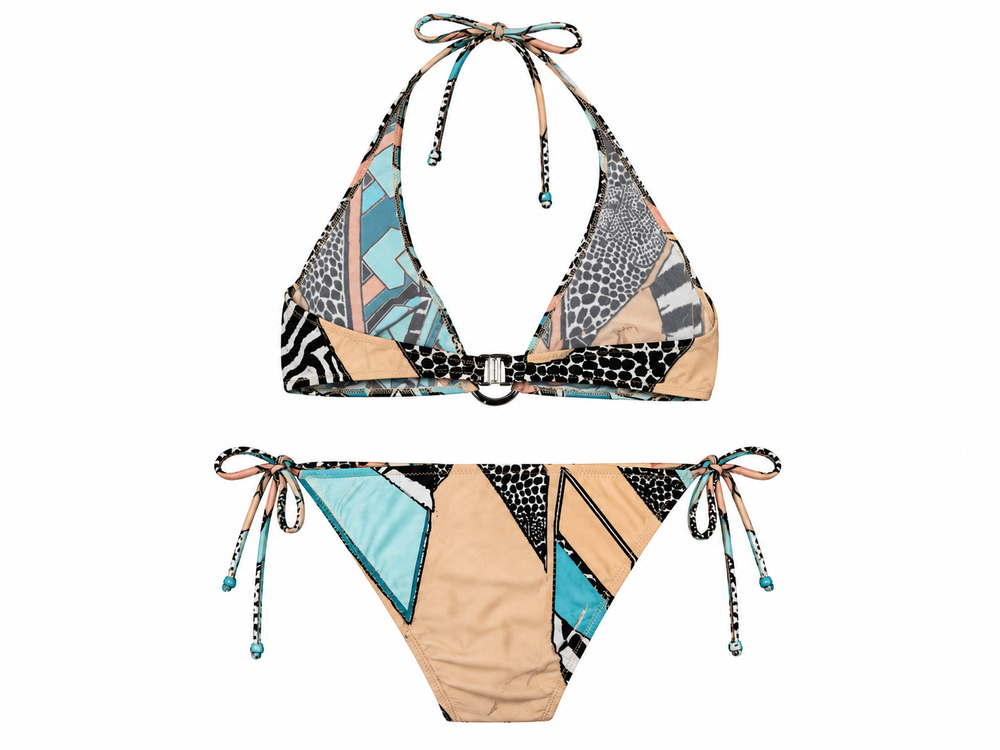 PINK/BLUE GEOMETRIC & ANIMAL PRINT BIKINI (NWT)