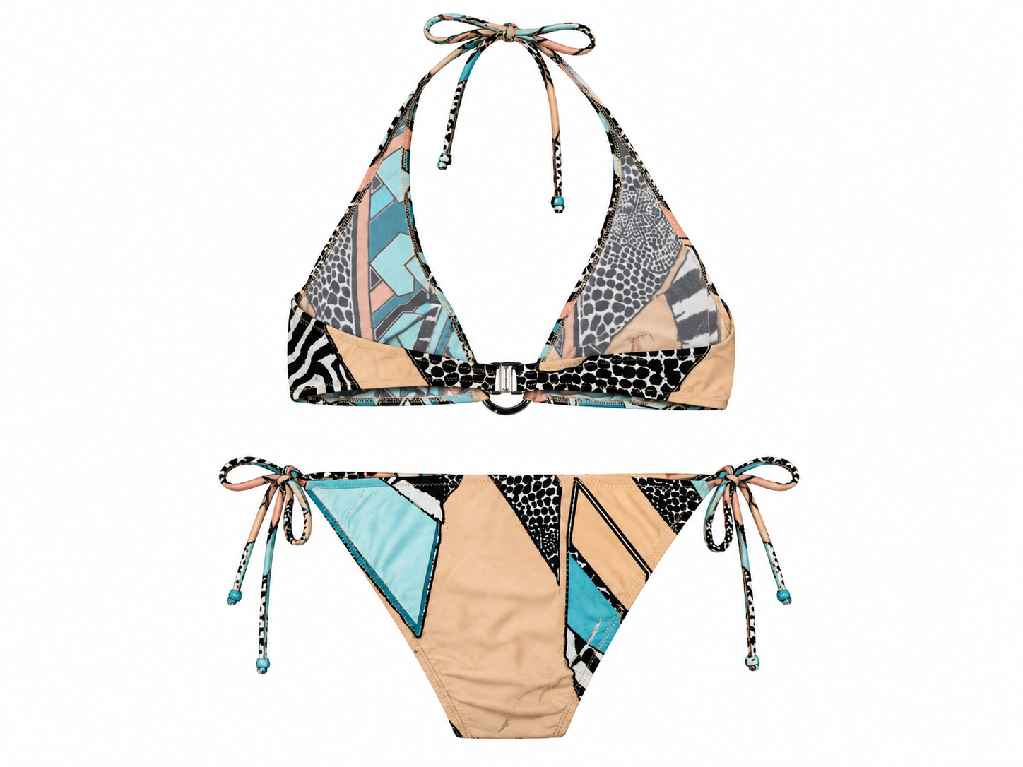PINK/BLUE GEOMETRIC & ANIMAL PRINT BIKINI (NWT)